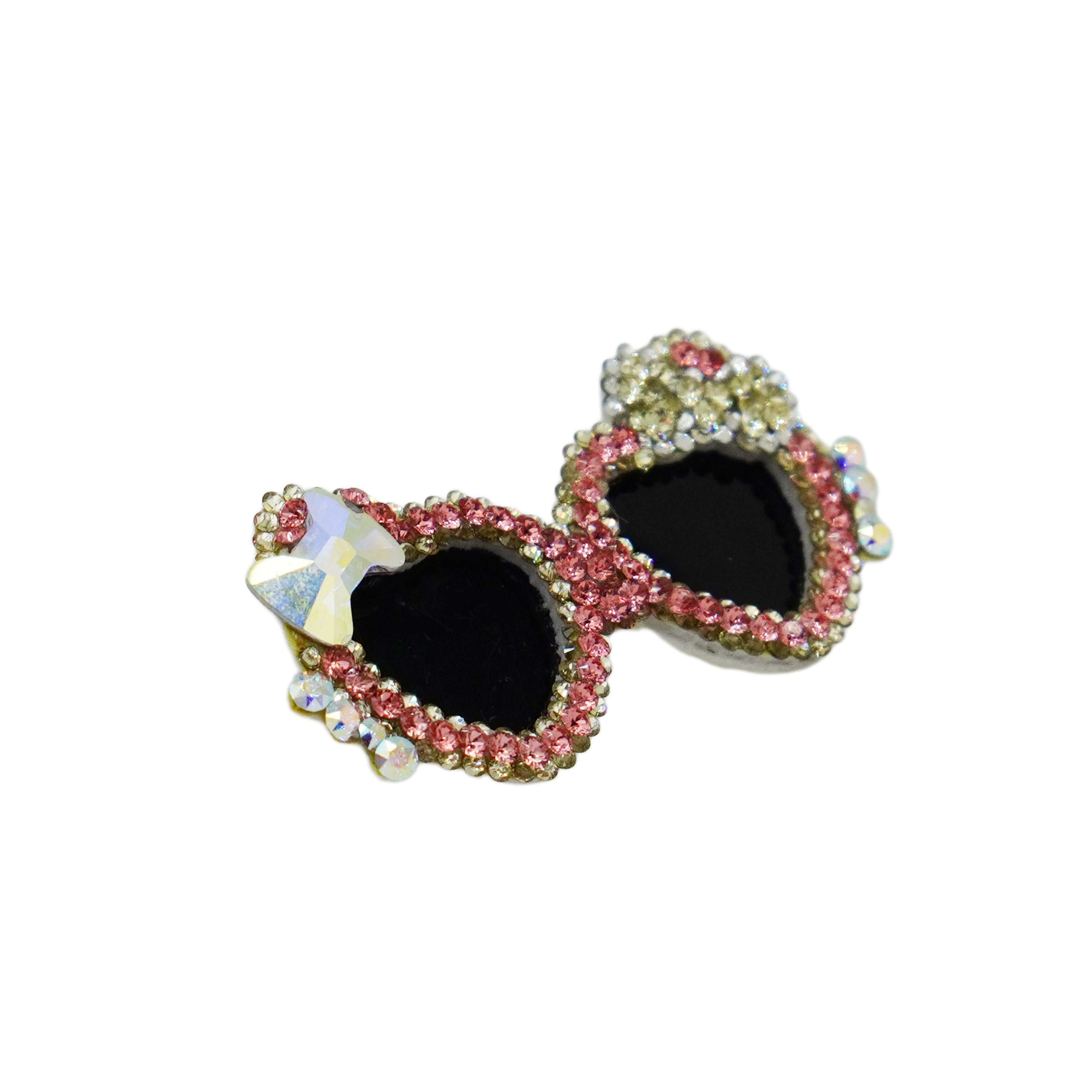 Lunapaw Heart Bow Sunglasses Luxury Crystal Top Clip TP26