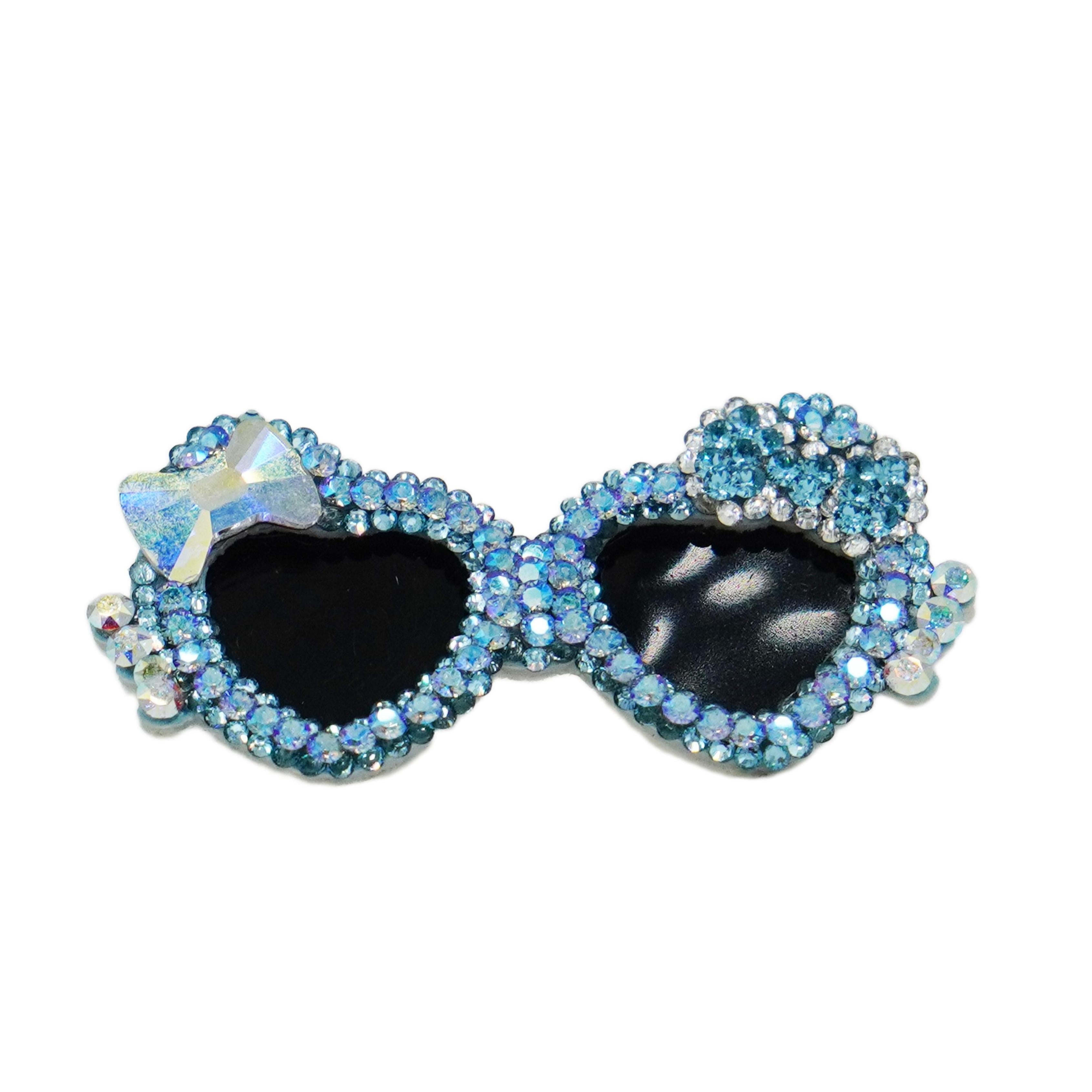 Lunapaw Heart Bow Sunglasses Luxury Crystal Top Clip TP26