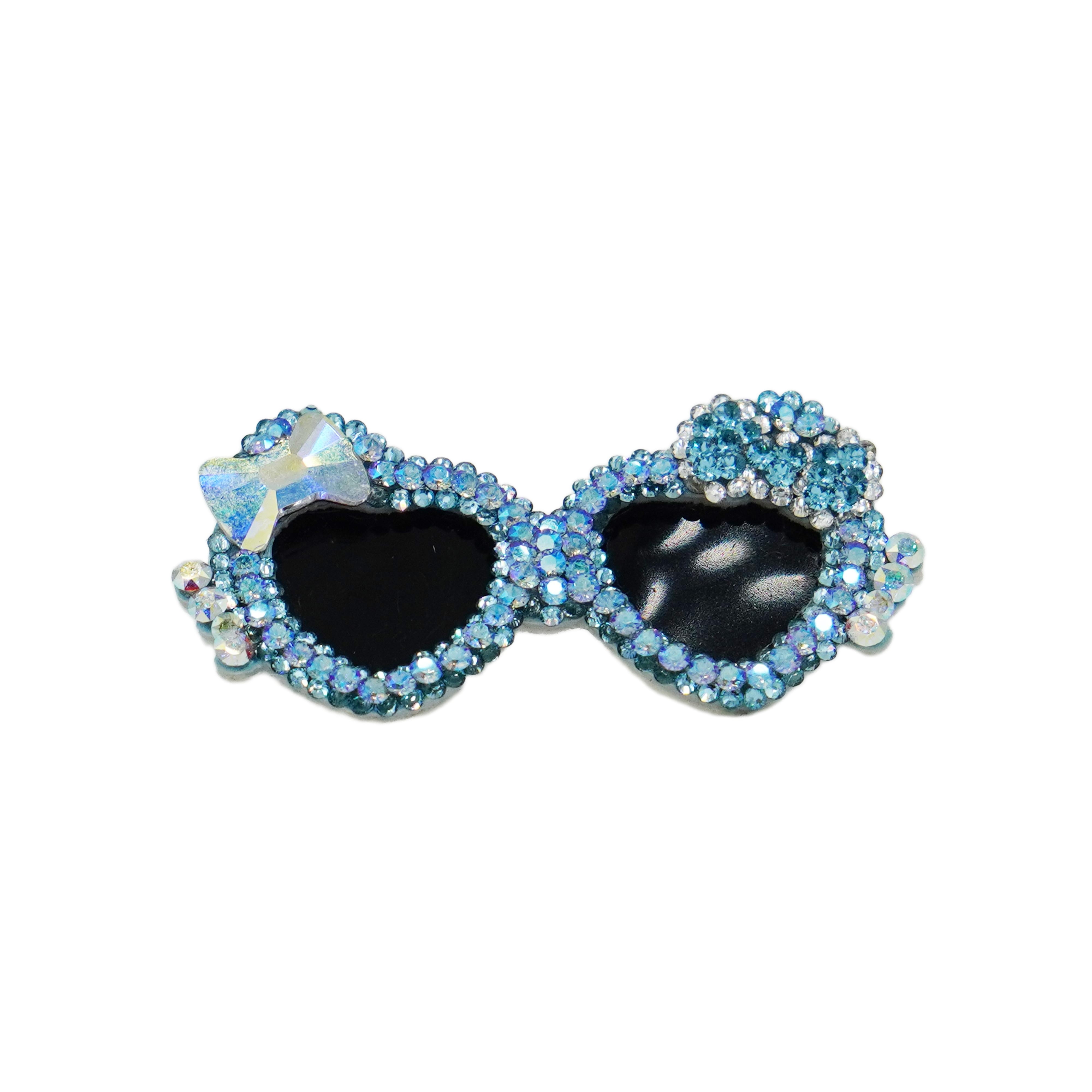 Lunapaw Heart Bow Sunglasses Luxury Crystal Top Clip TP26