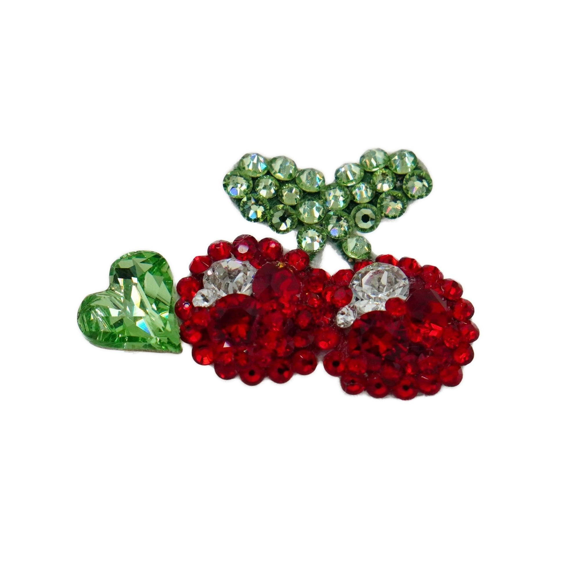 Lunapaw Heart Cherry Luxe Crystal Top Clip TP14