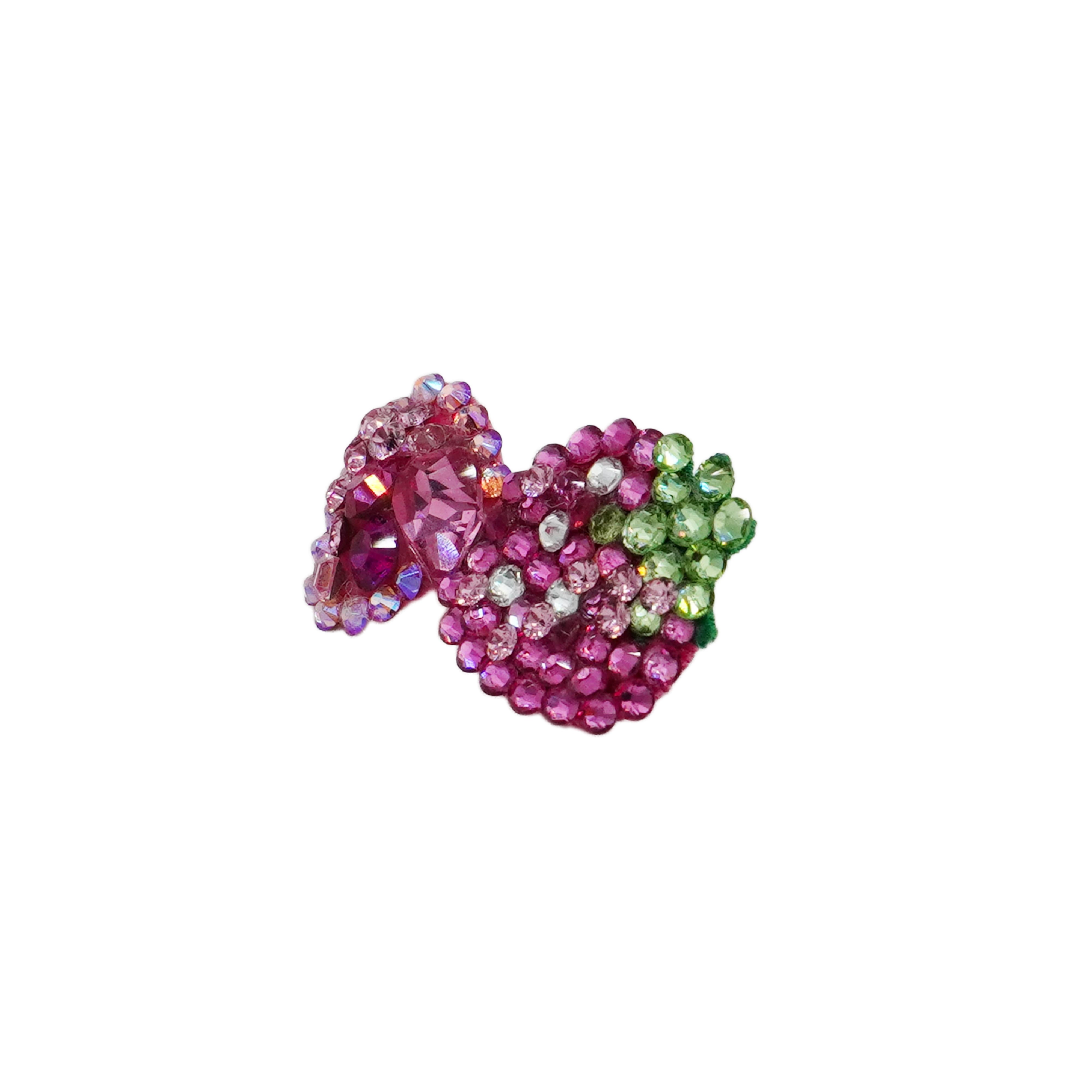 Lunapaw Heart Strawberry Luxury Crystal Top Clip TP27