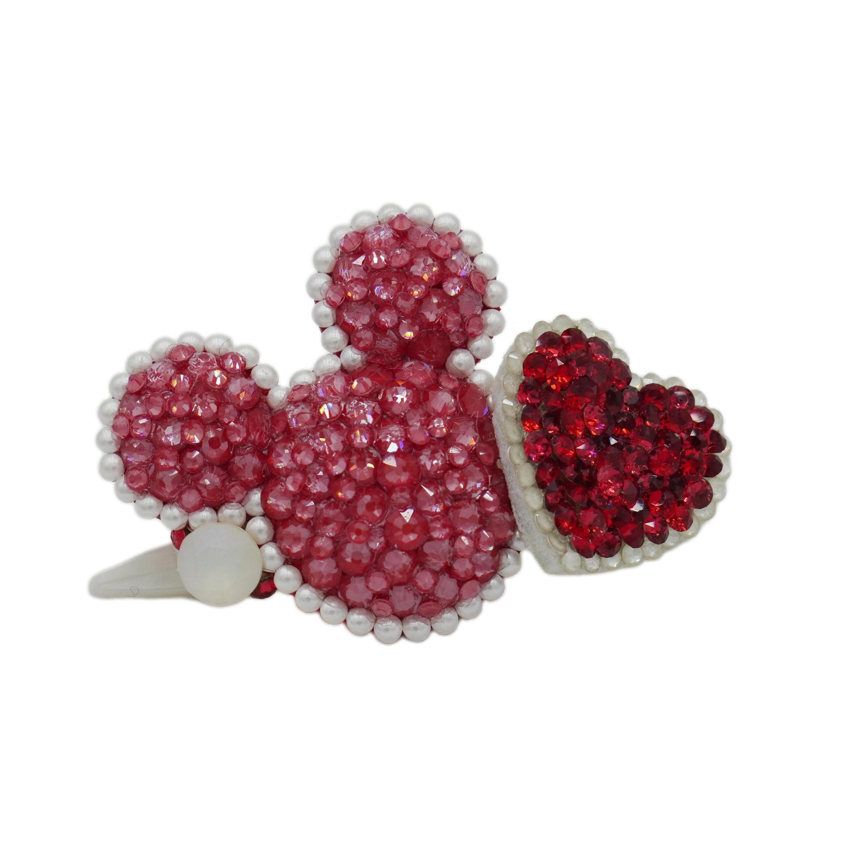 Lunapaw Mocha Bead Mickey Heart Luxury Crystal Top Clip TP22