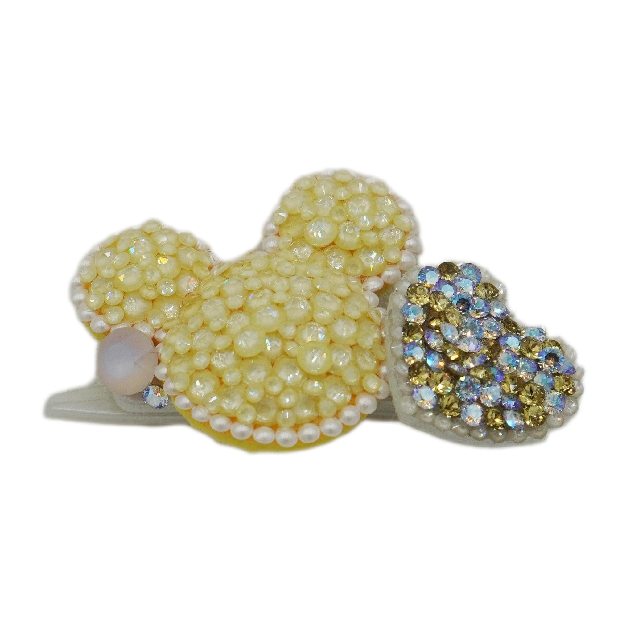 Lunapaw Mocha Bead Mickey Heart Luxury Crystal Top Clip TP22