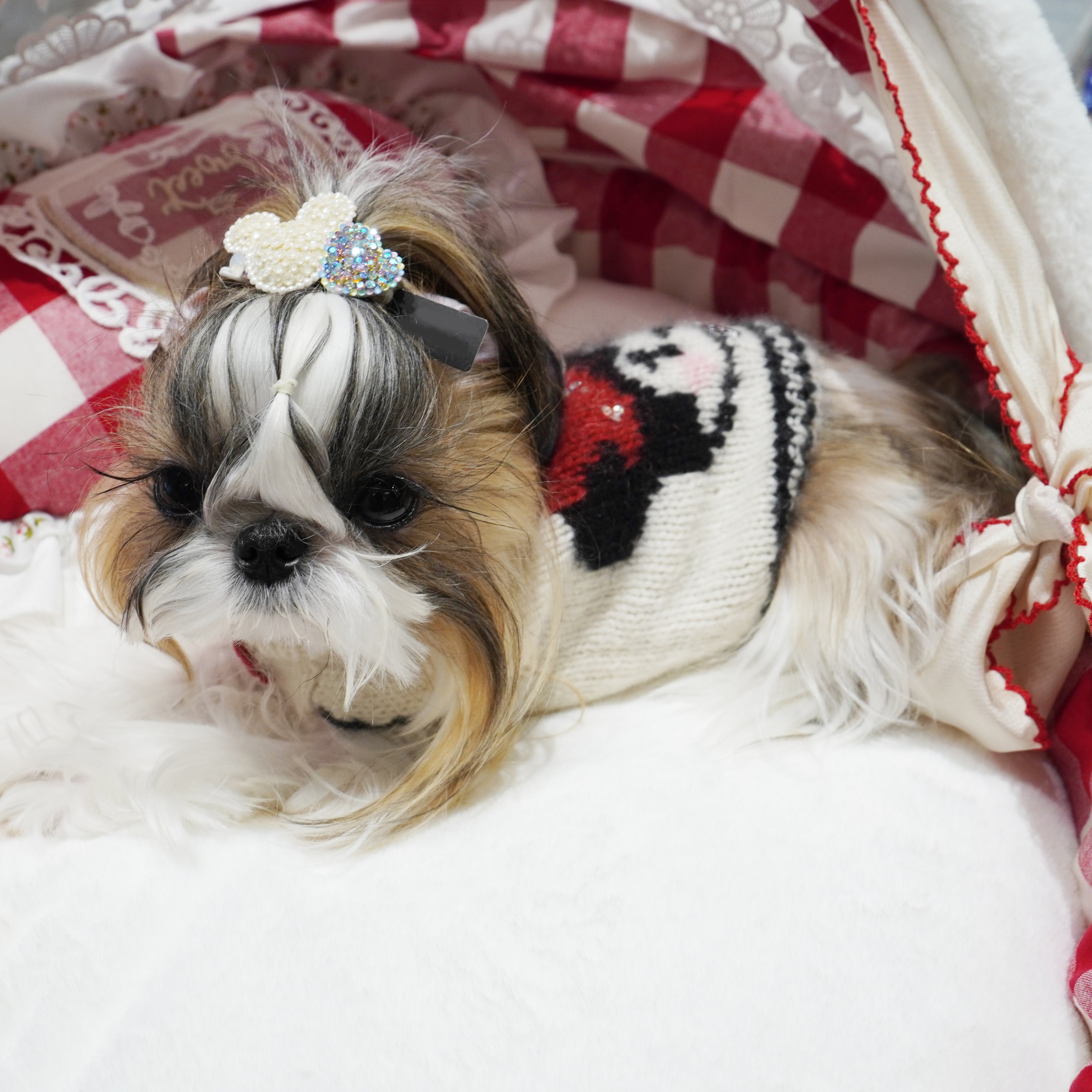 Lunapaw Mocha Bead Mickey Heart Luxury Crystal Top Clip TP22