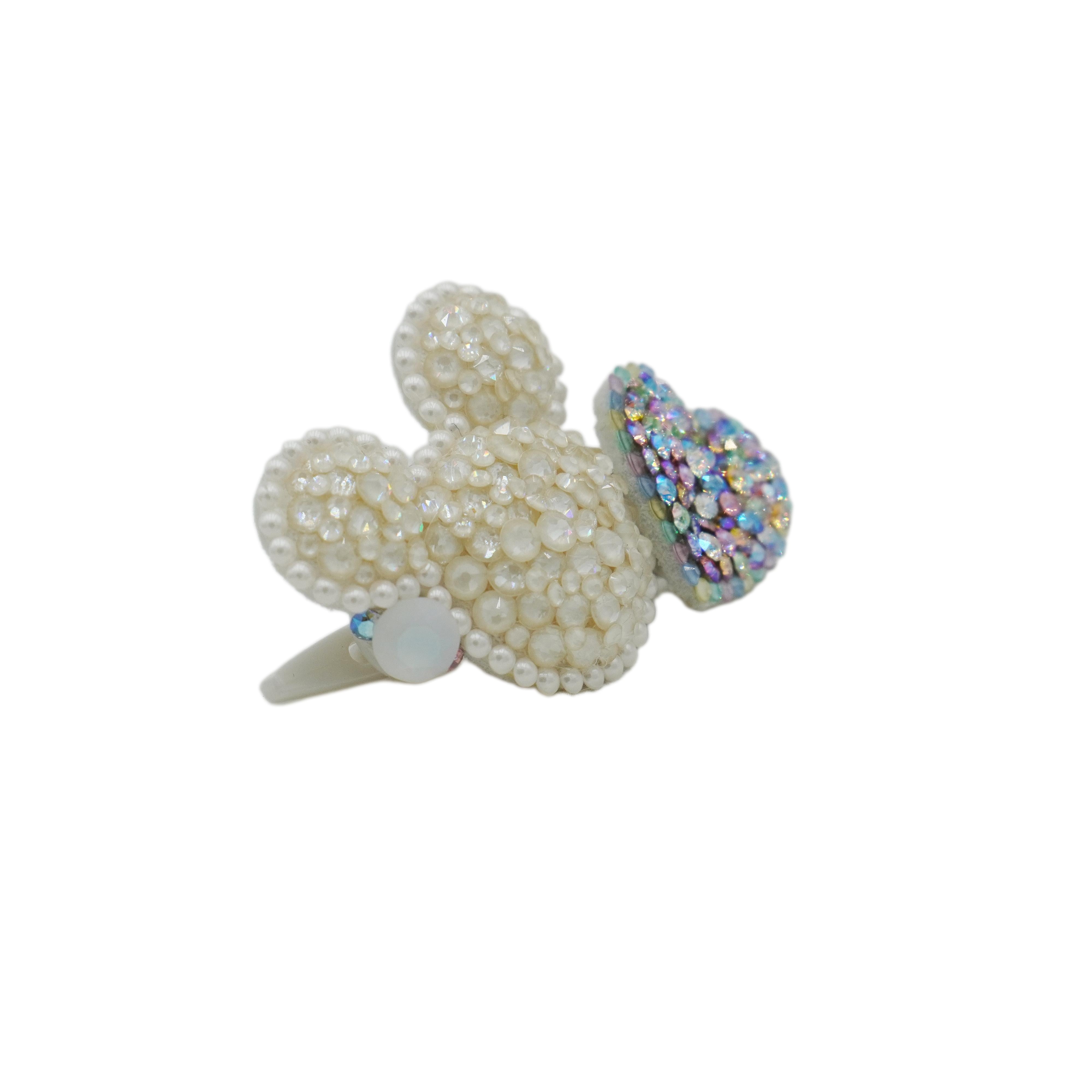 Lunapaw Mocha Bead Mickey Heart Luxury Crystal Top Clip TP22