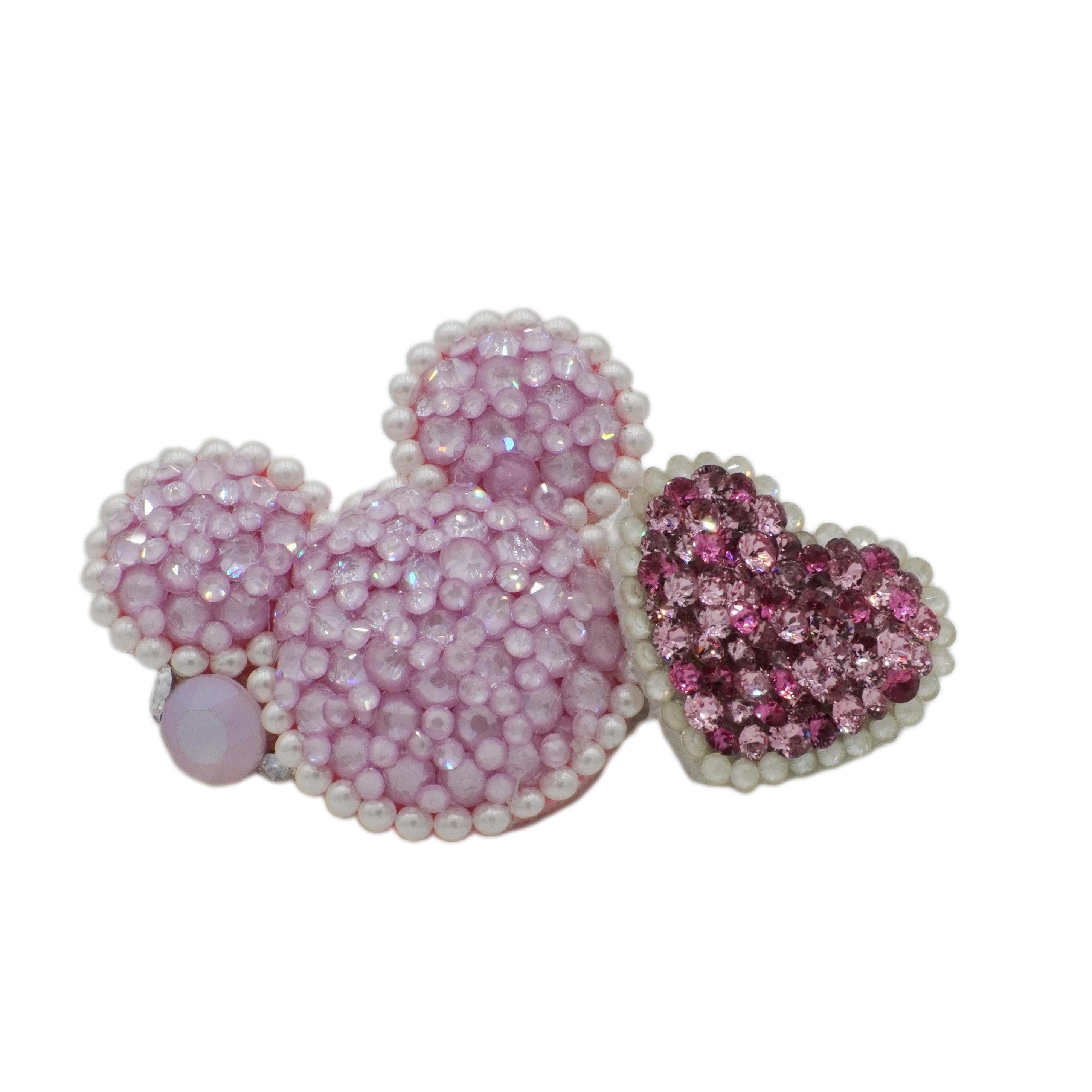 Lunapaw Mocha Bead Mickey Heart Luxury Crystal Top Clip TP22