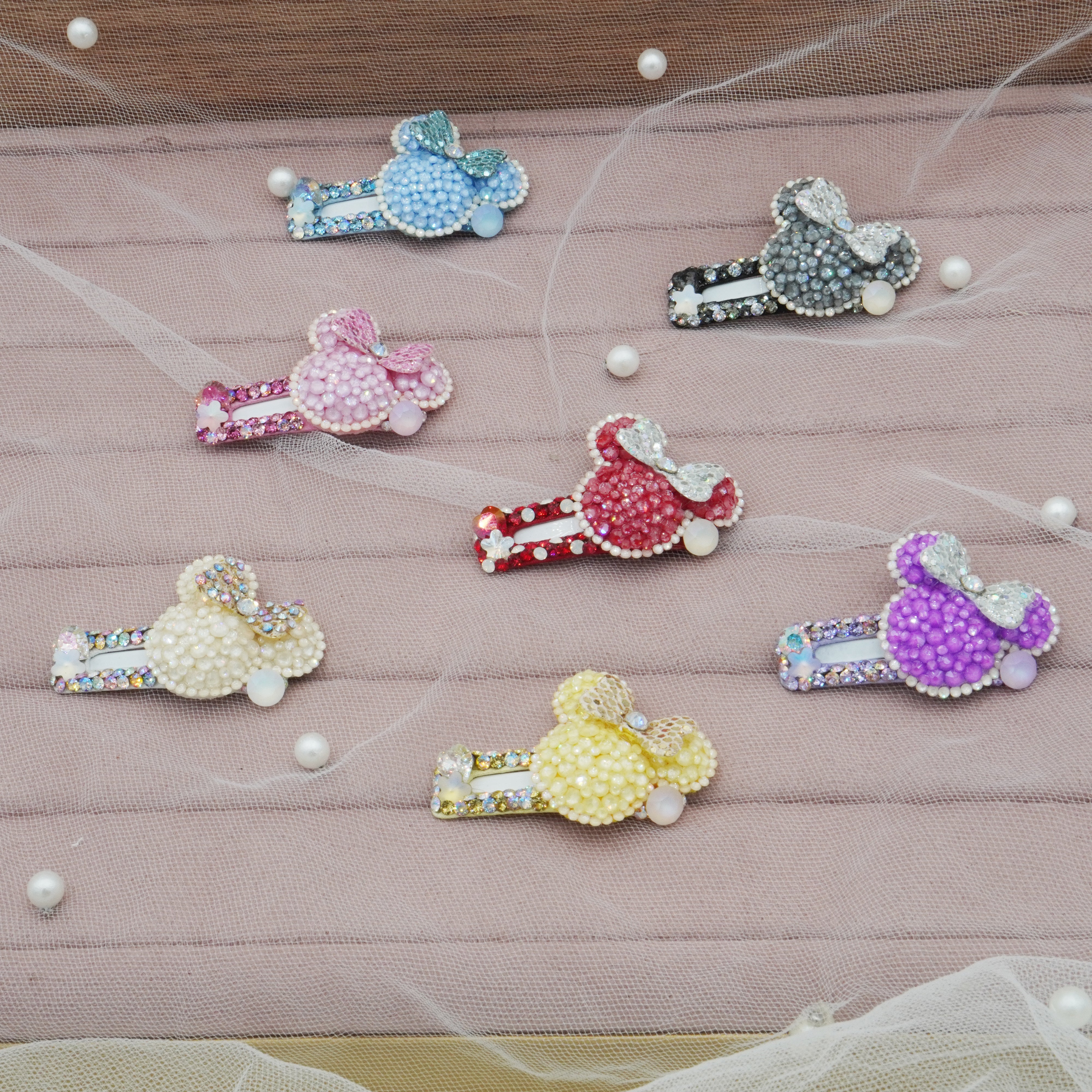 Lunapaw Mocha Bead Minnie Square Luxury Crystal Top Clip TP23