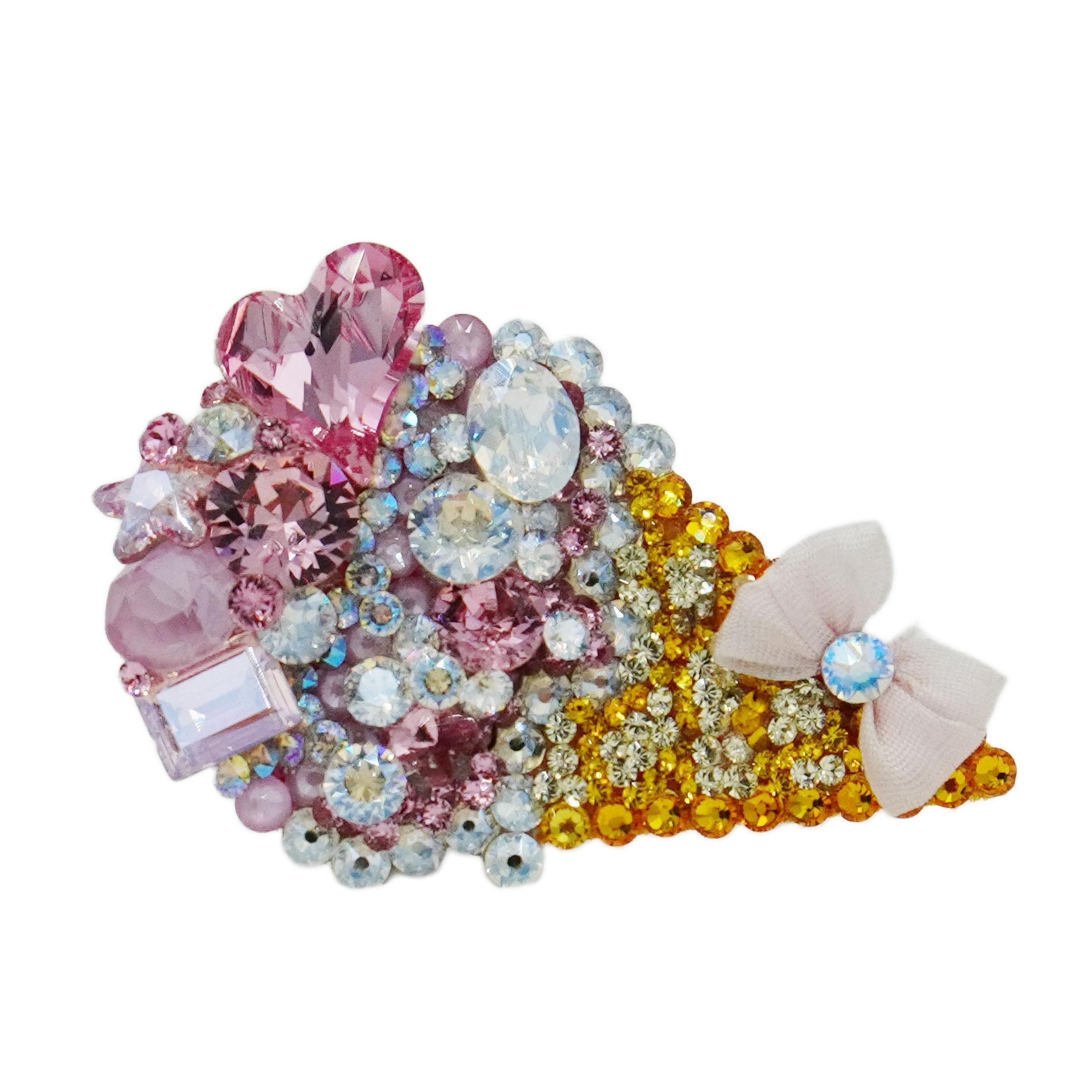 Lunapaw Rock Candy Heart Ice Cream Cone Luxury Crystal Top Clip TP30