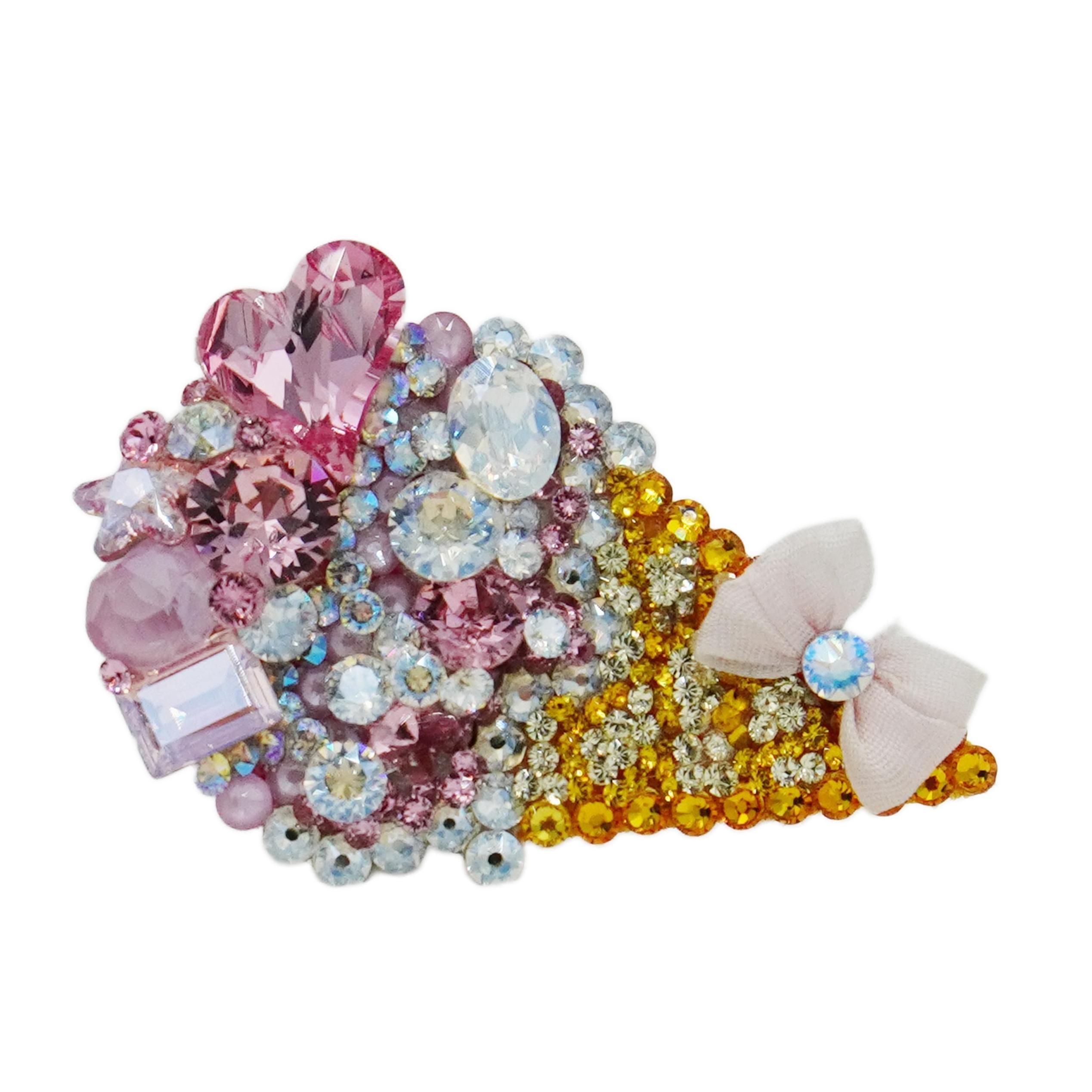 Lunapaw Rock Candy Heart Ice Cream Cone Luxury Crystal Top Clip TP30