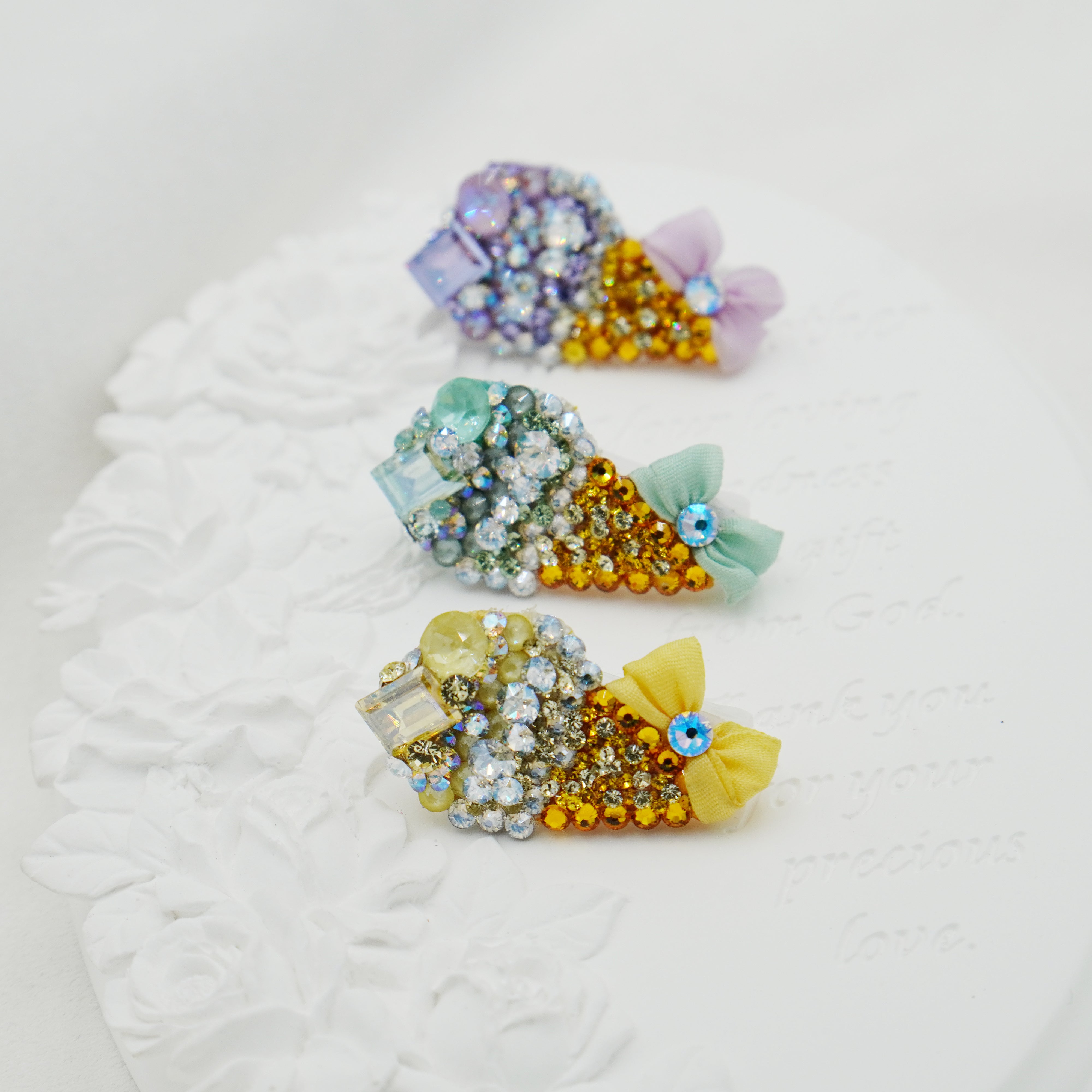 Lunapaw Rock Candy Ice Cream Cone Luxury Crystal Top Clip TP29