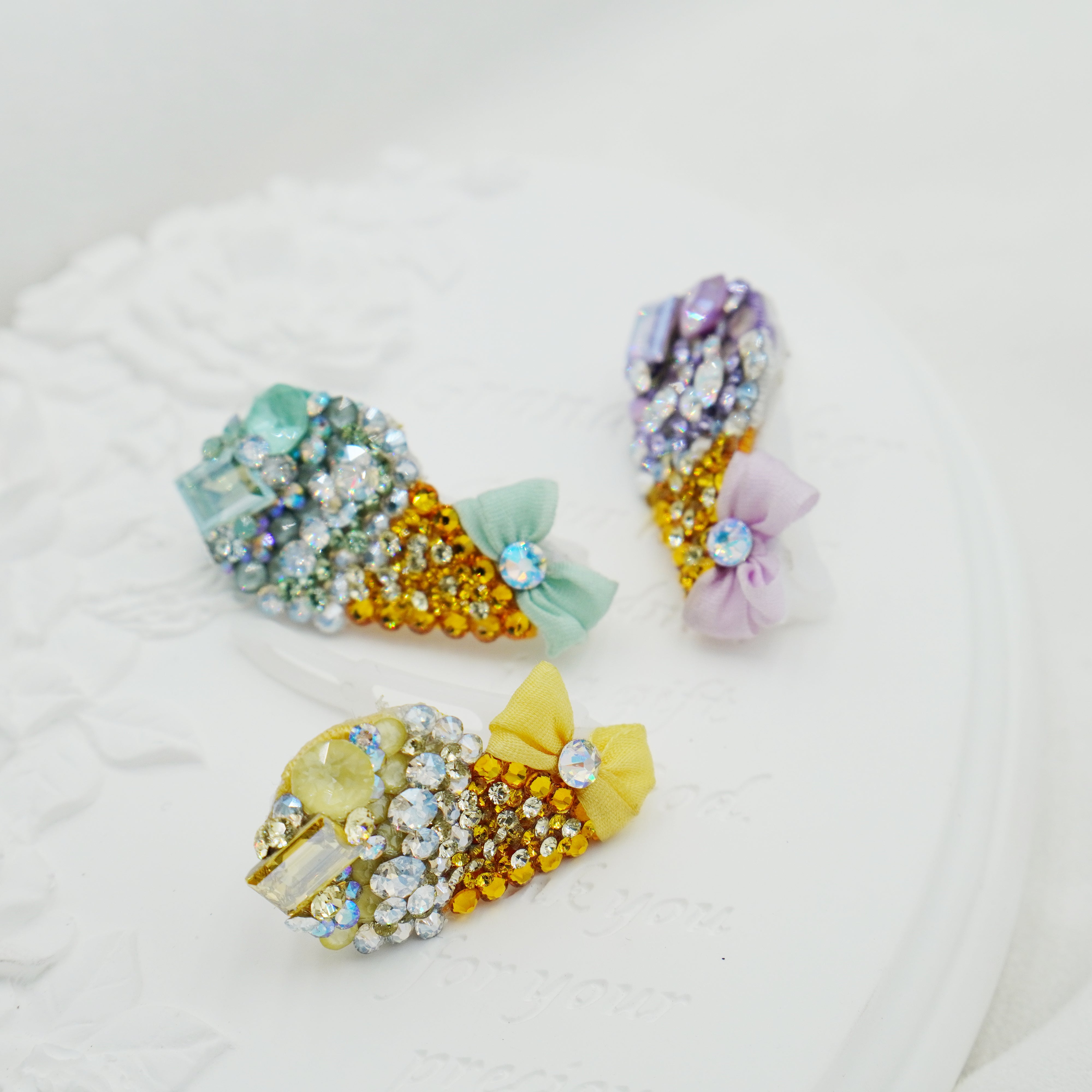 Lunapaw Rock Candy Ice Cream Cone Luxury Crystal Top Clip TP29