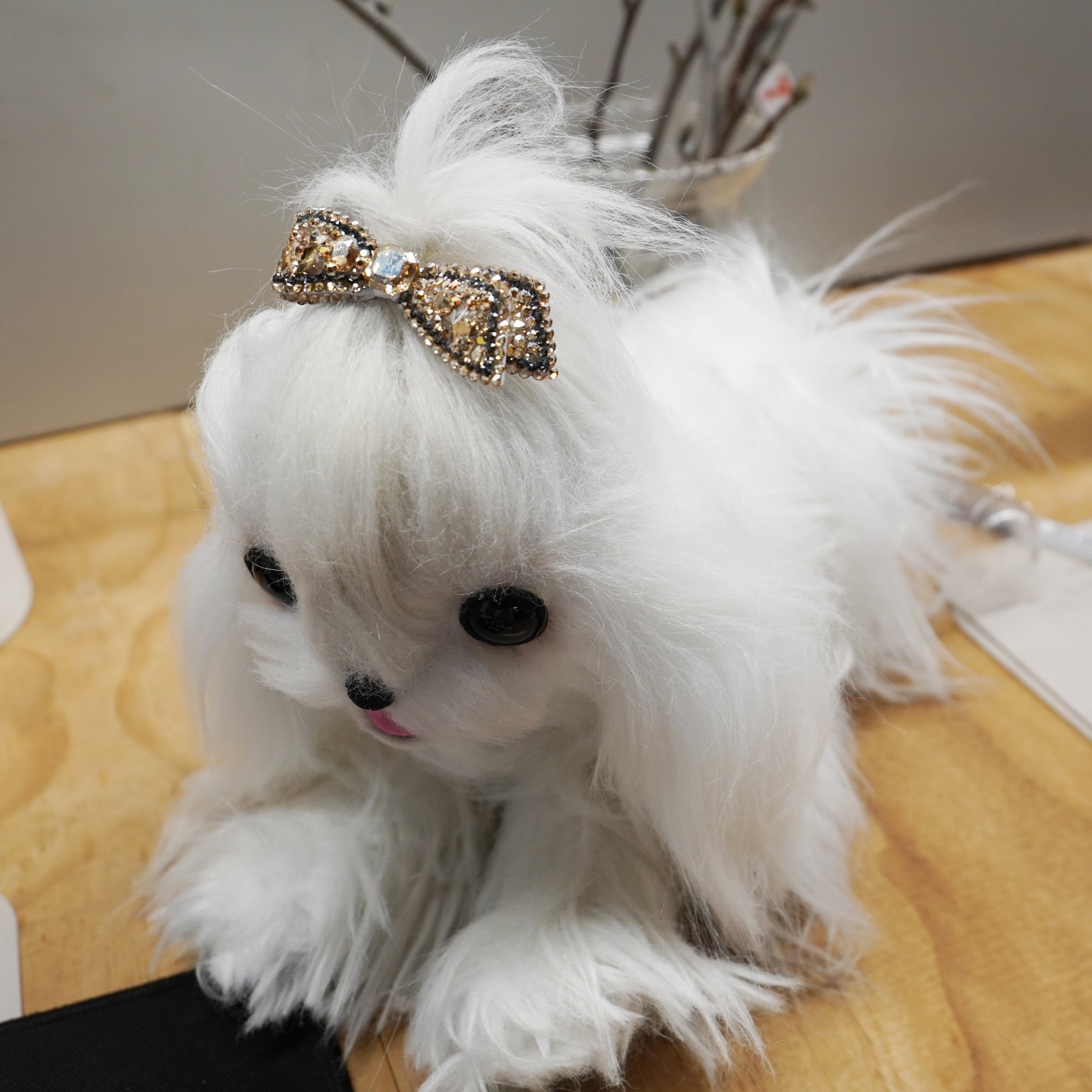 Lunapaw Structured 3D Double-Layer Ribbon Bow Luxury Crystal Top Clip TP31