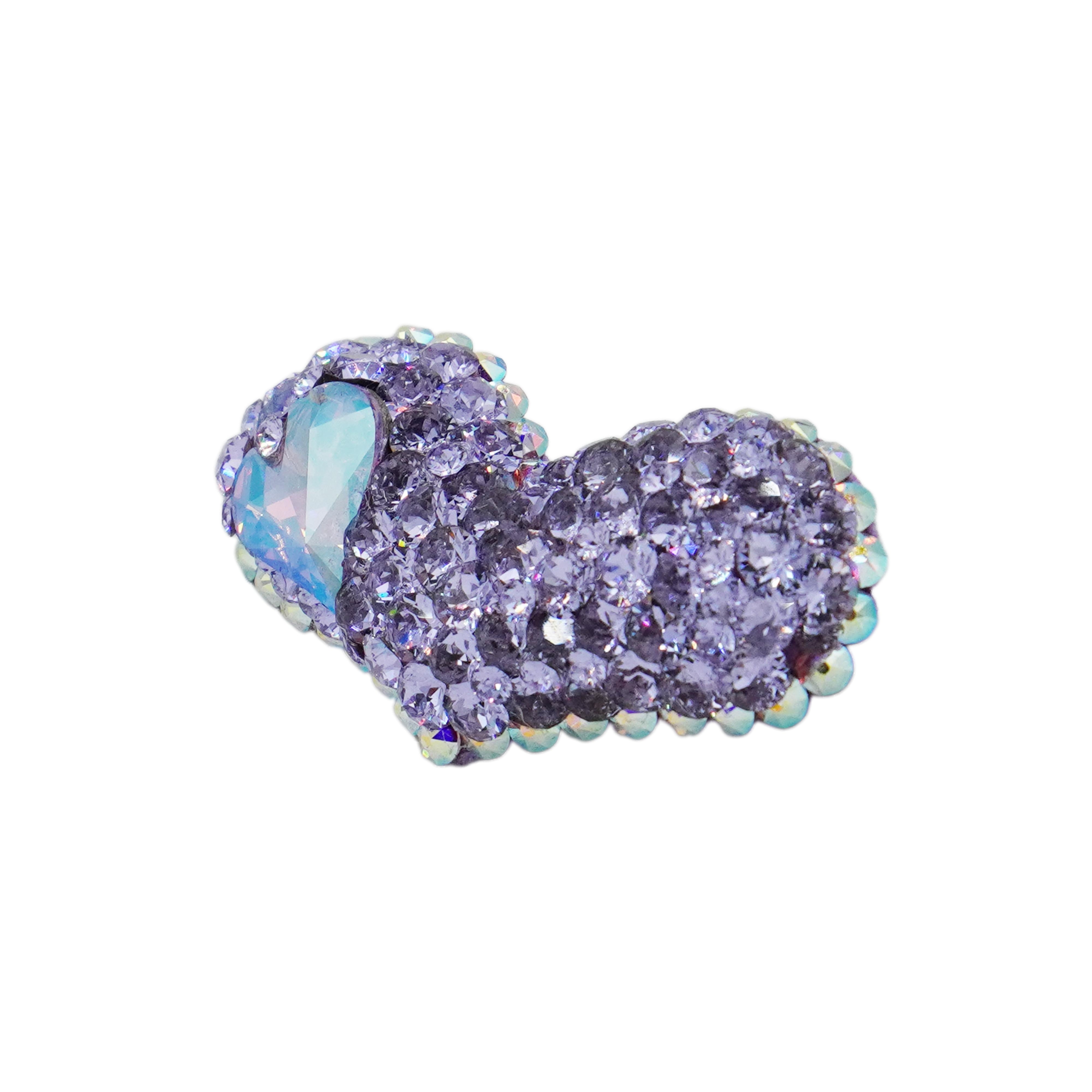 Lunapaw Structured 3D Large Heart Luxury Crystal Top Clip TP35