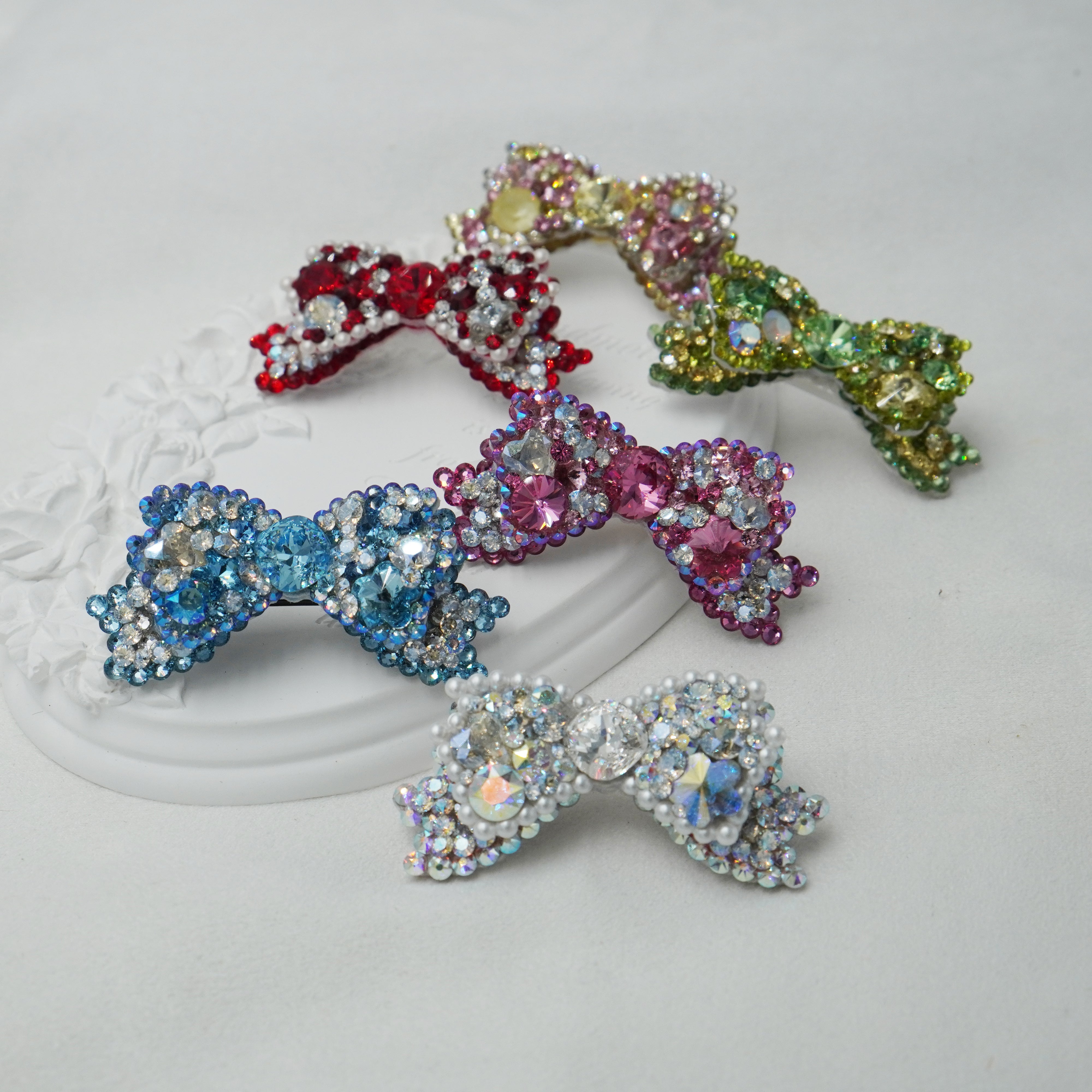 Lunapaw 3D Structured Double-Layer Bow Luxury Crystal Top Clip TP16