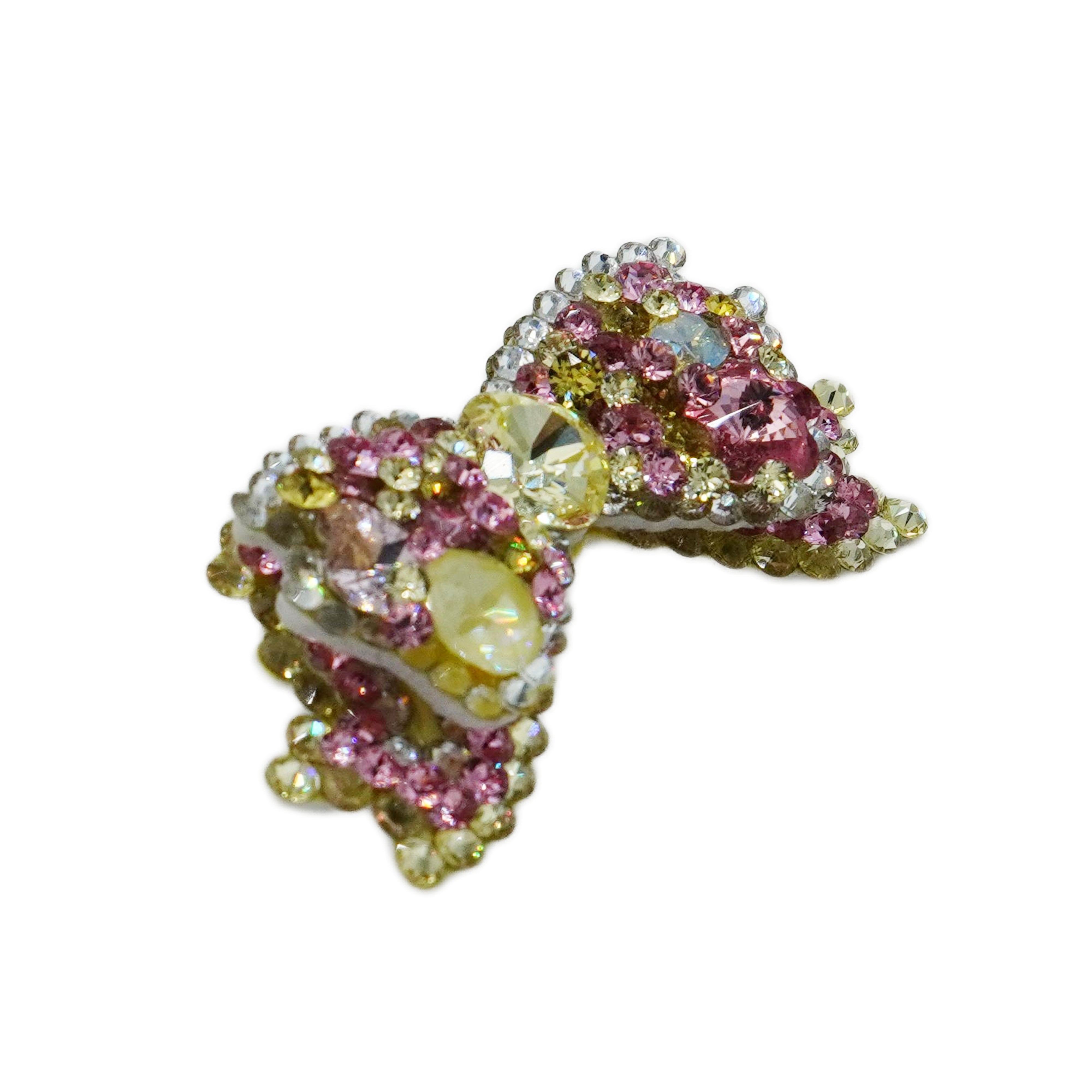 Lunapaw 3D Structured Double-Layer Bow Luxury Crystal Top Clip TP16