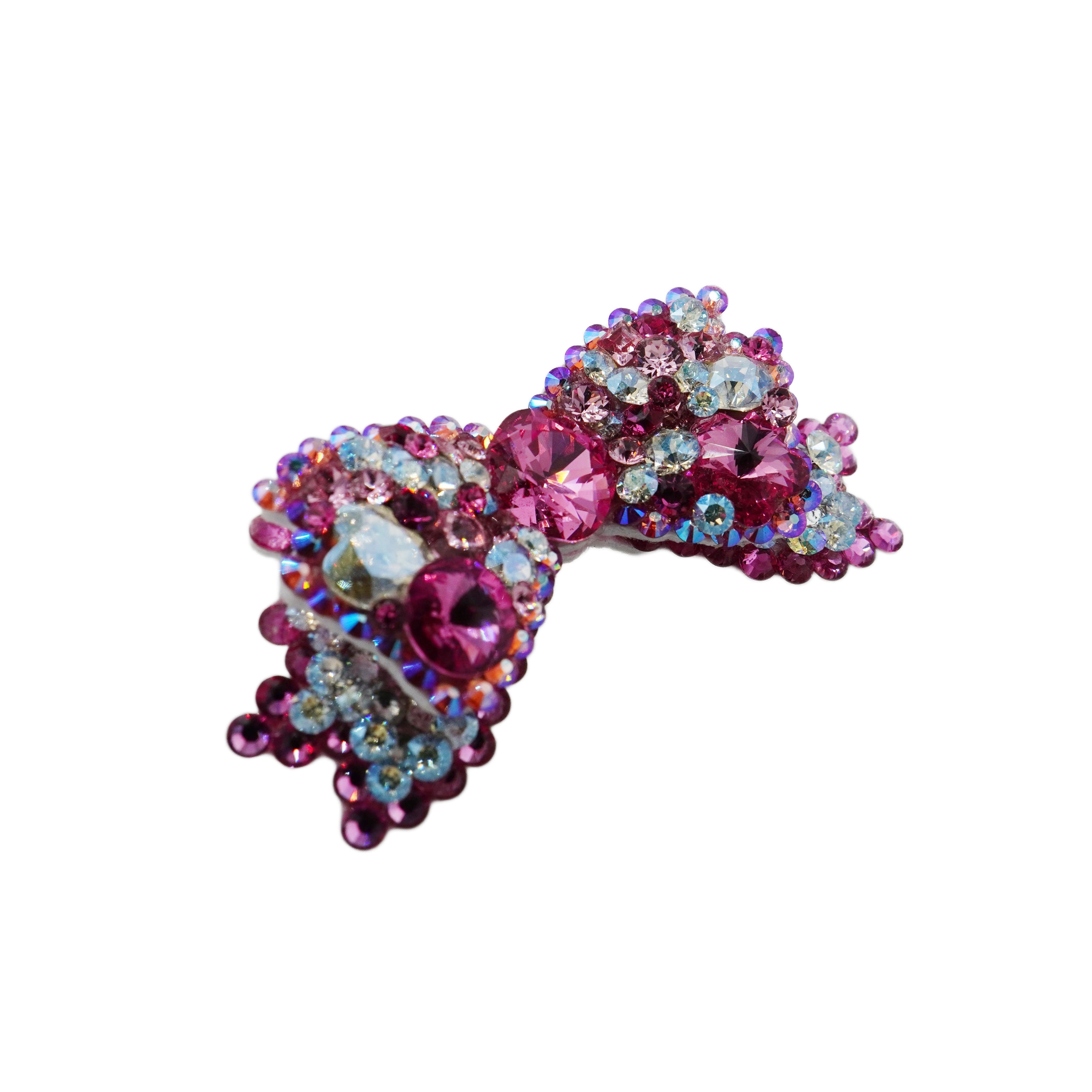 Lunapaw 3D Structured Double-Layer Bow Luxury Crystal Top Clip TP16