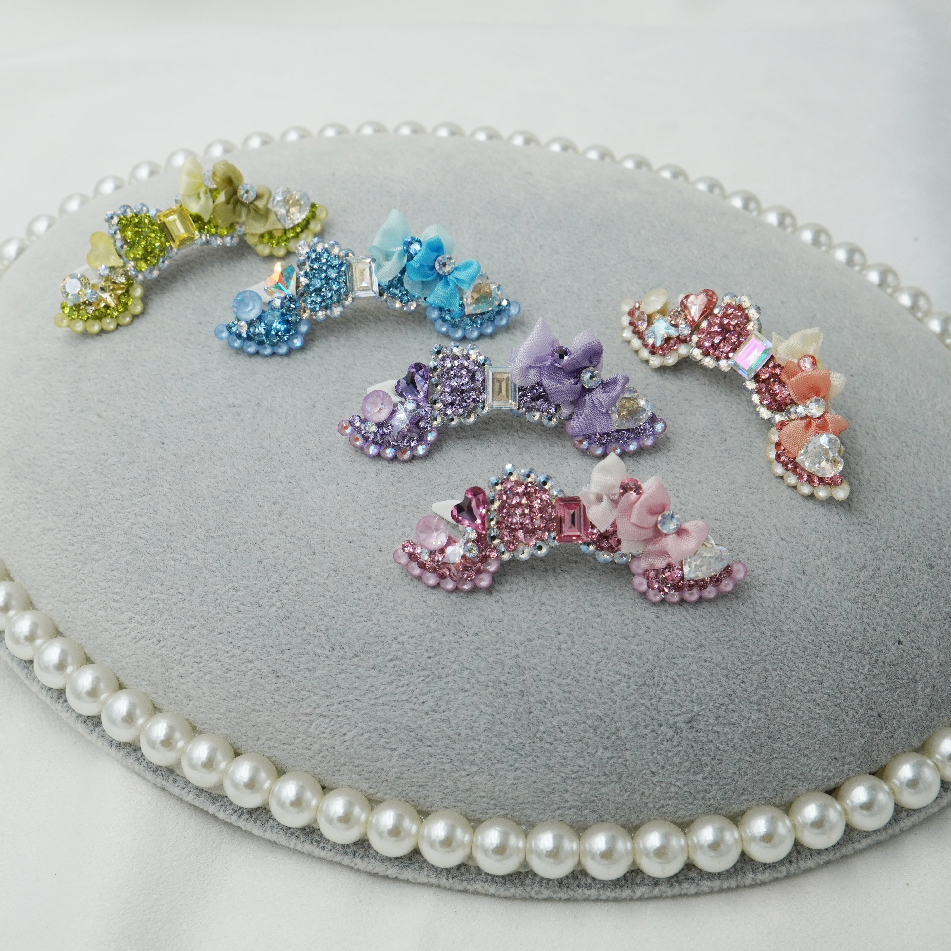 Lunapaw Structured Heart Ribbon Luxury Crystal Headband HB40