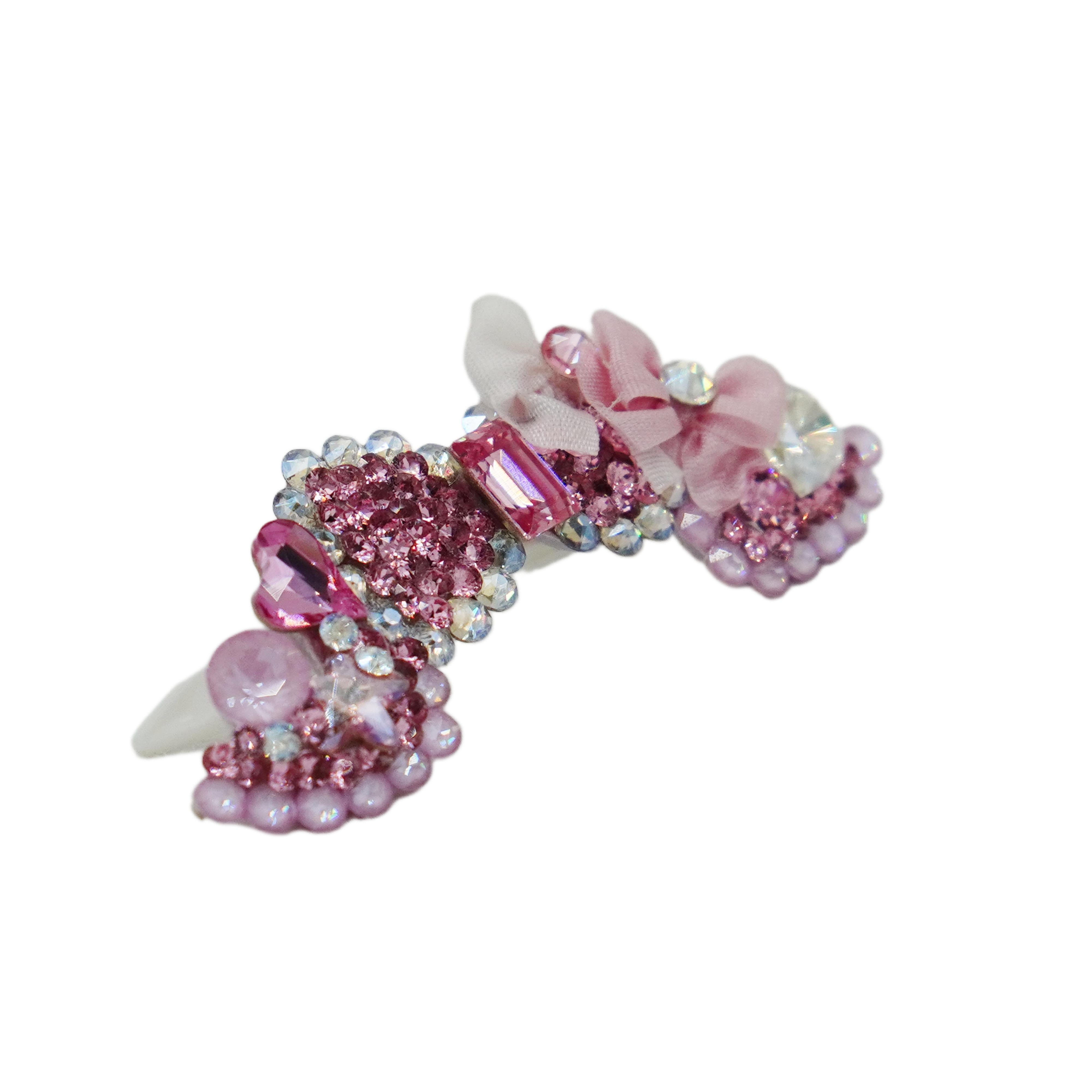 Lunapaw Structured Heart Ribbon Luxury Crystal Headband HB40
