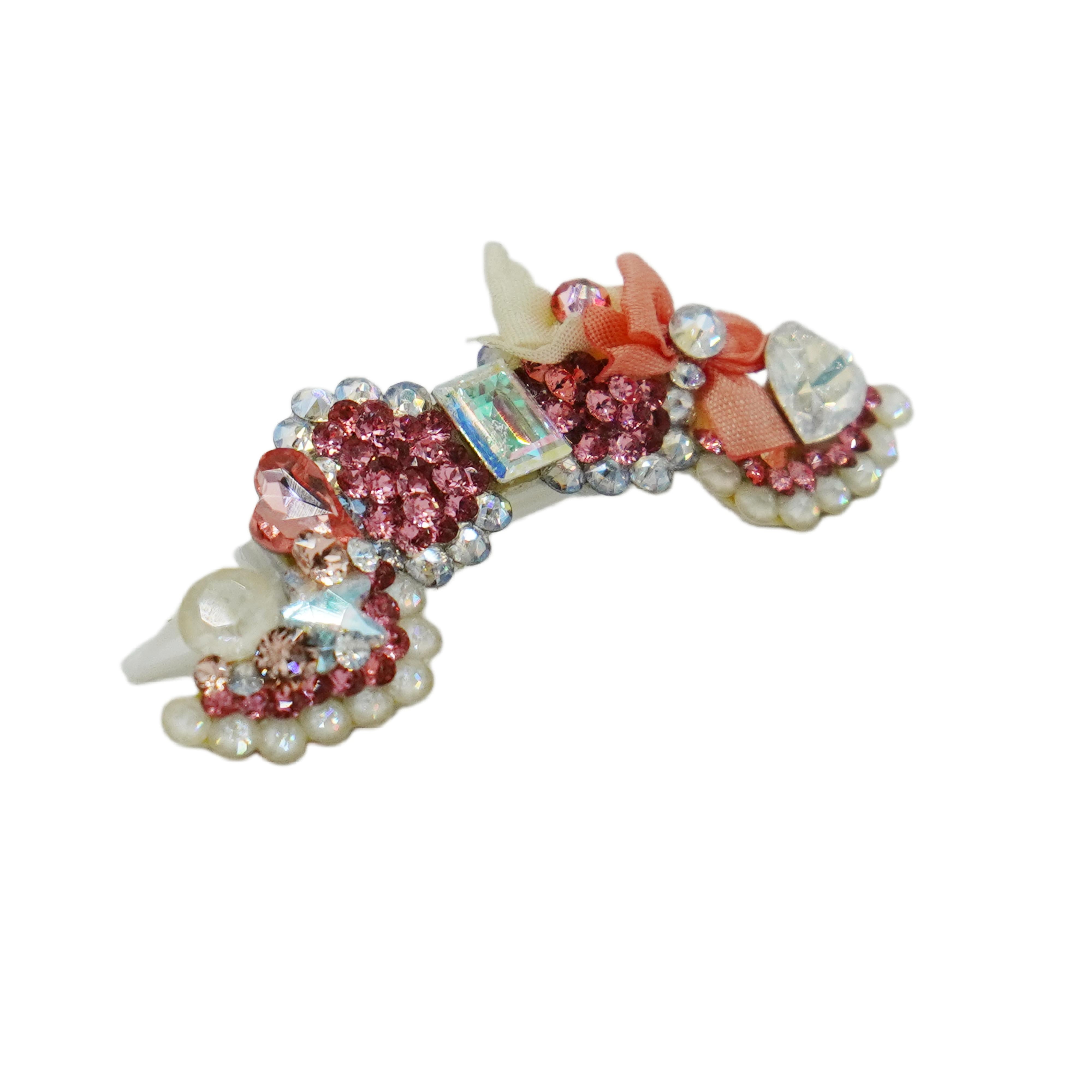 Lunapaw Structured Heart Ribbon Luxury Crystal Headband HB40