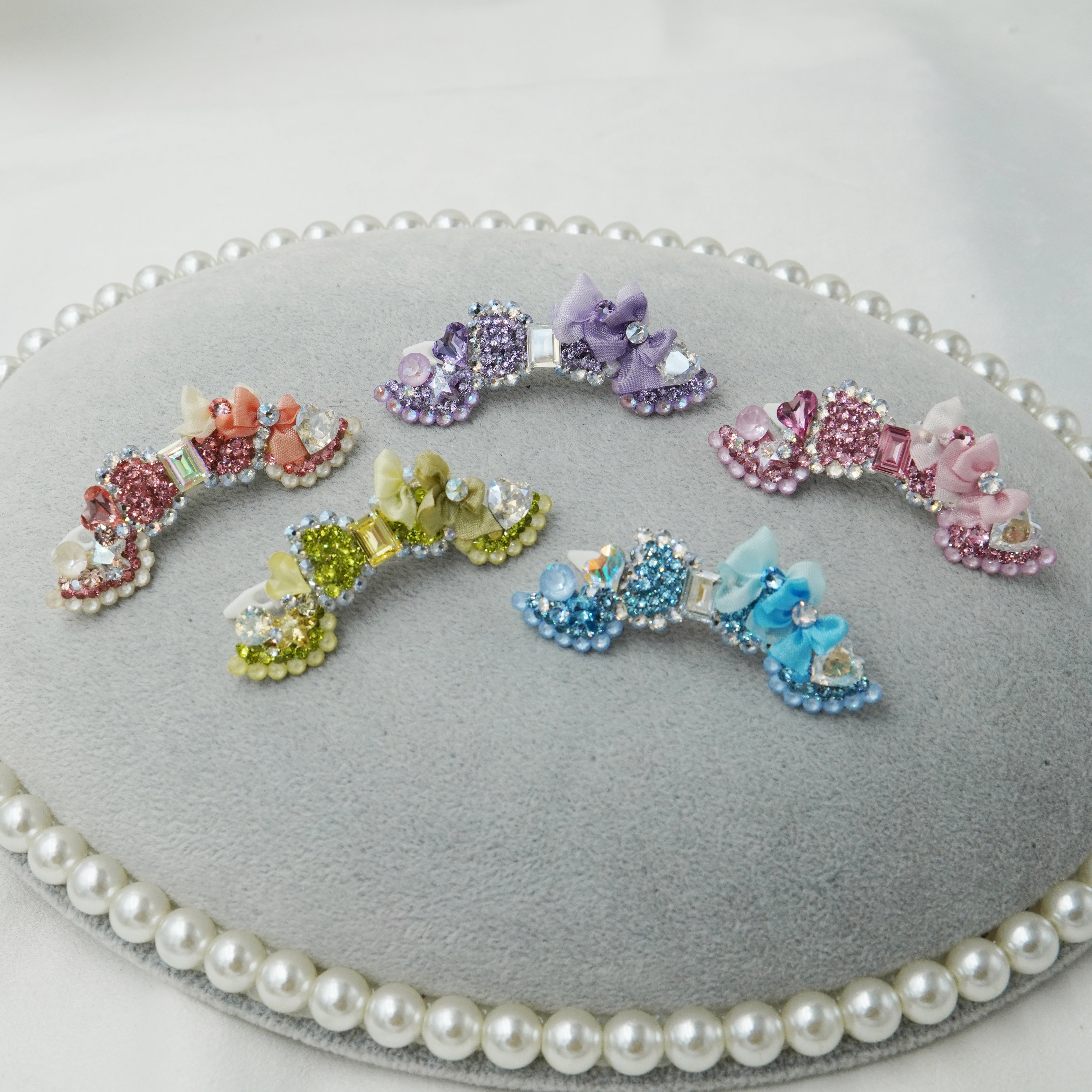 Lunapaw Structured Heart Ribbon Luxury Crystal Headband HB40