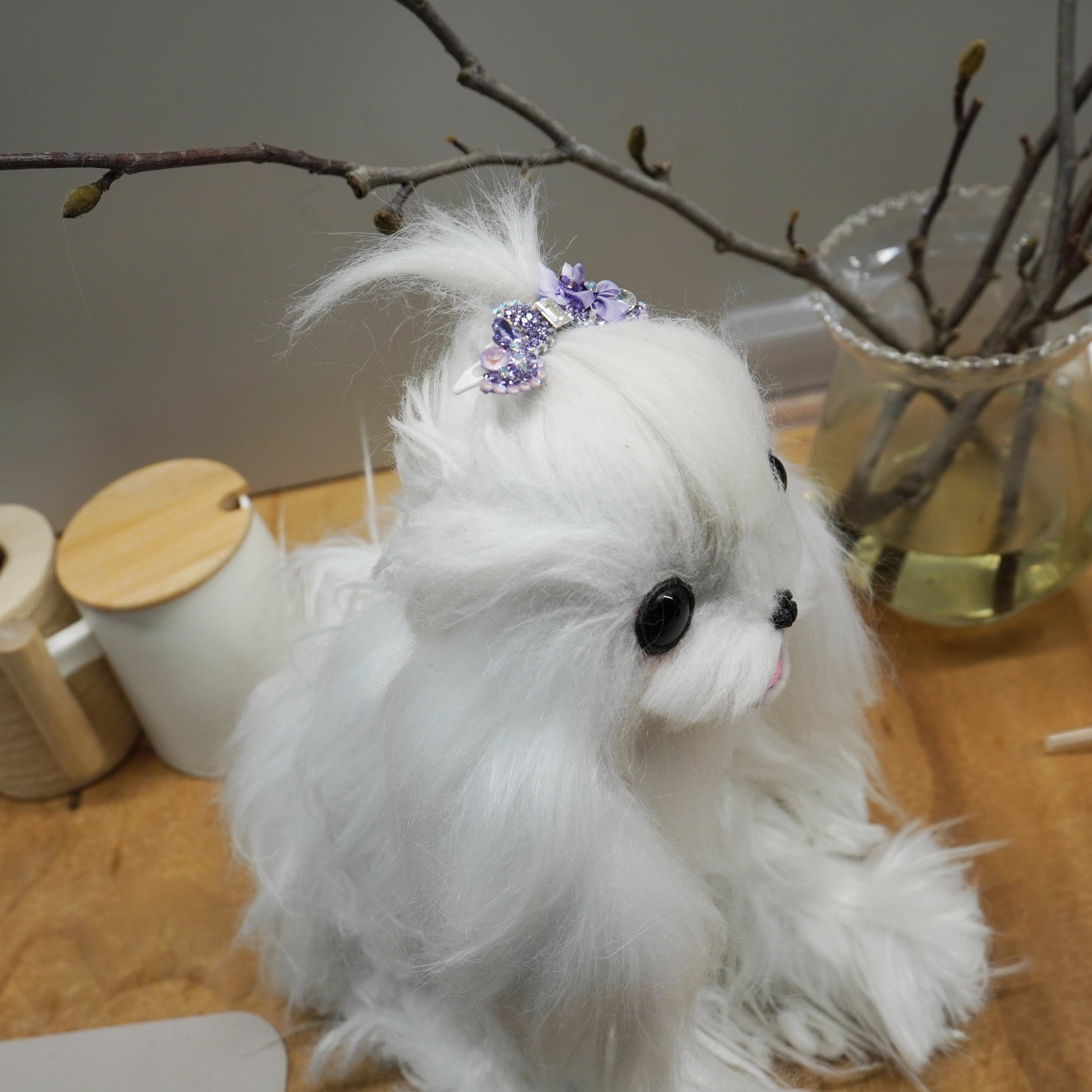 Lunapaw Structured Heart Ribbon Luxury Crystal Headband HB40