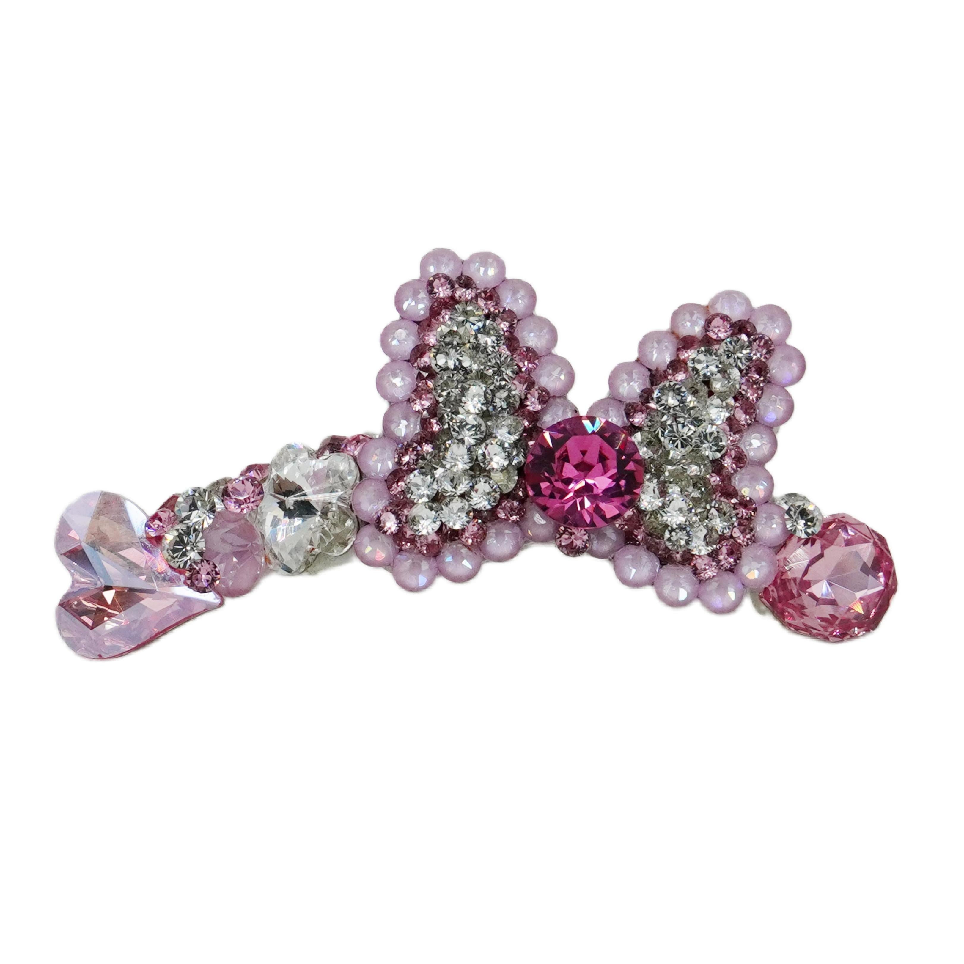 Lunapaw Structured Bow & Heart Luxury Crystal Headband HB35