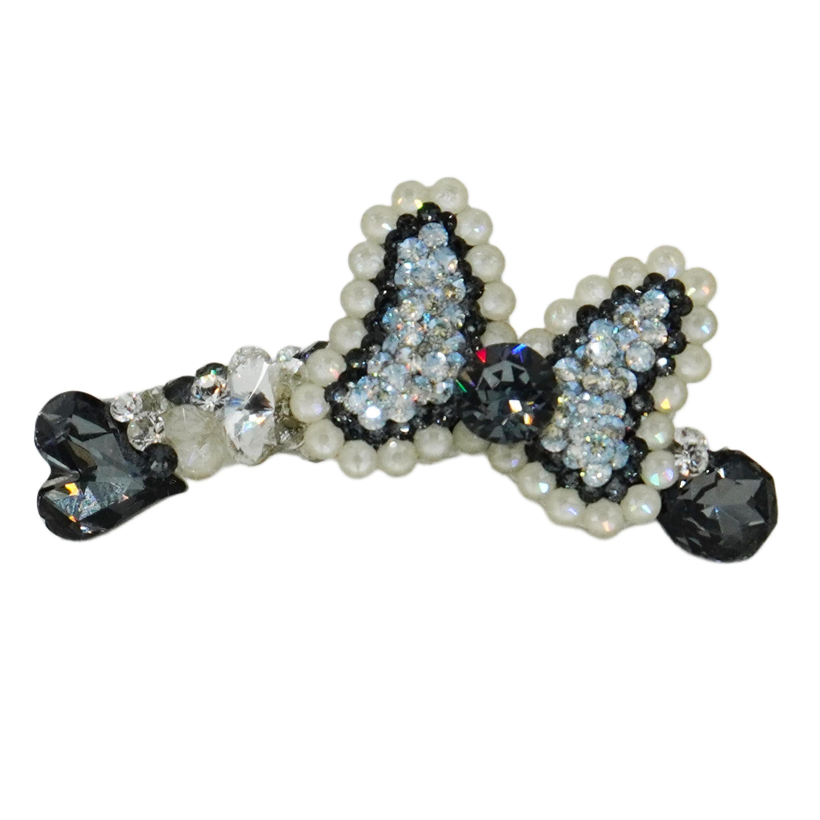 Lunapaw Structured Bow & Heart Luxury Crystal Headband HB35