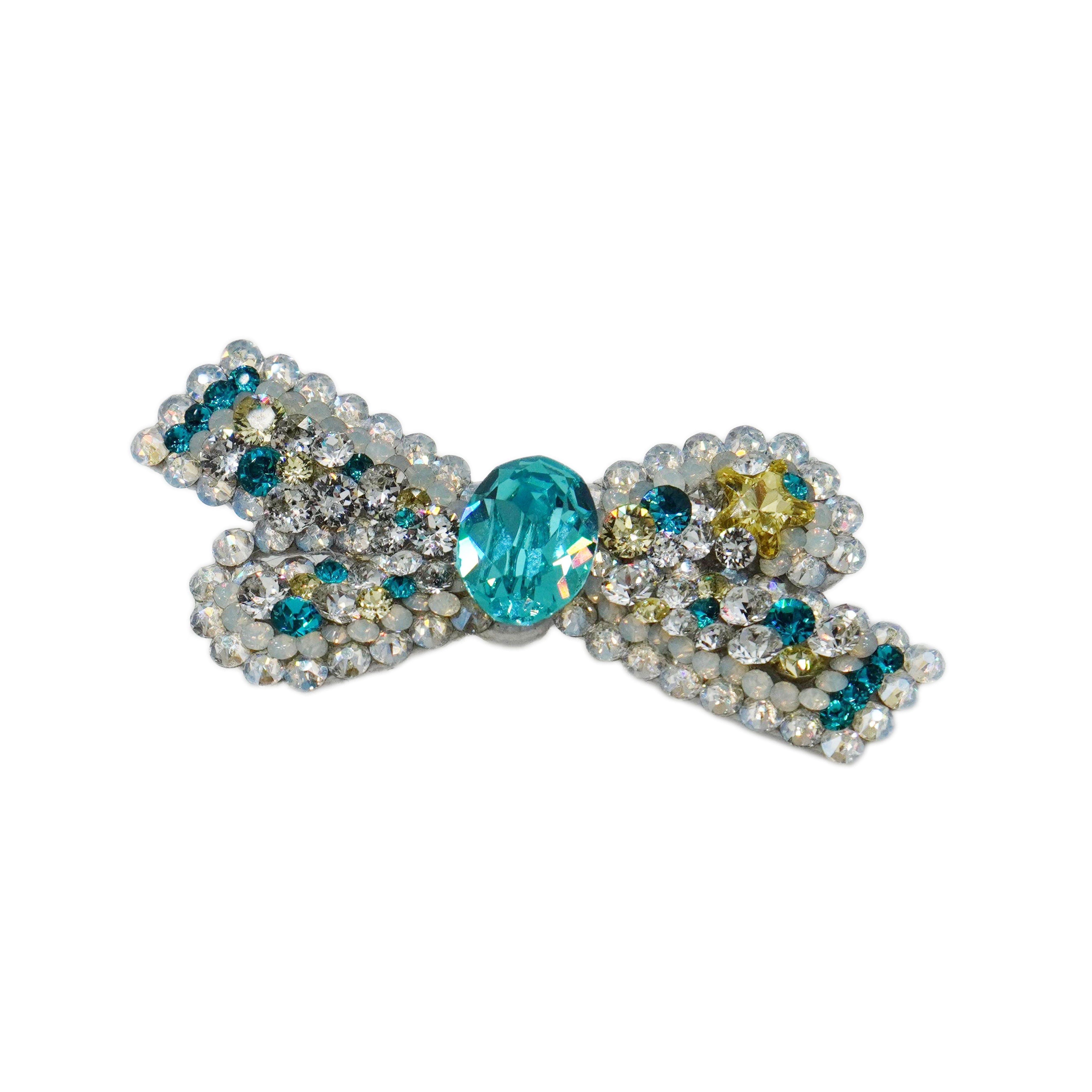 Lunapaw Structured Star Ribbon Bow Luxury Crystal Top Clip TP15