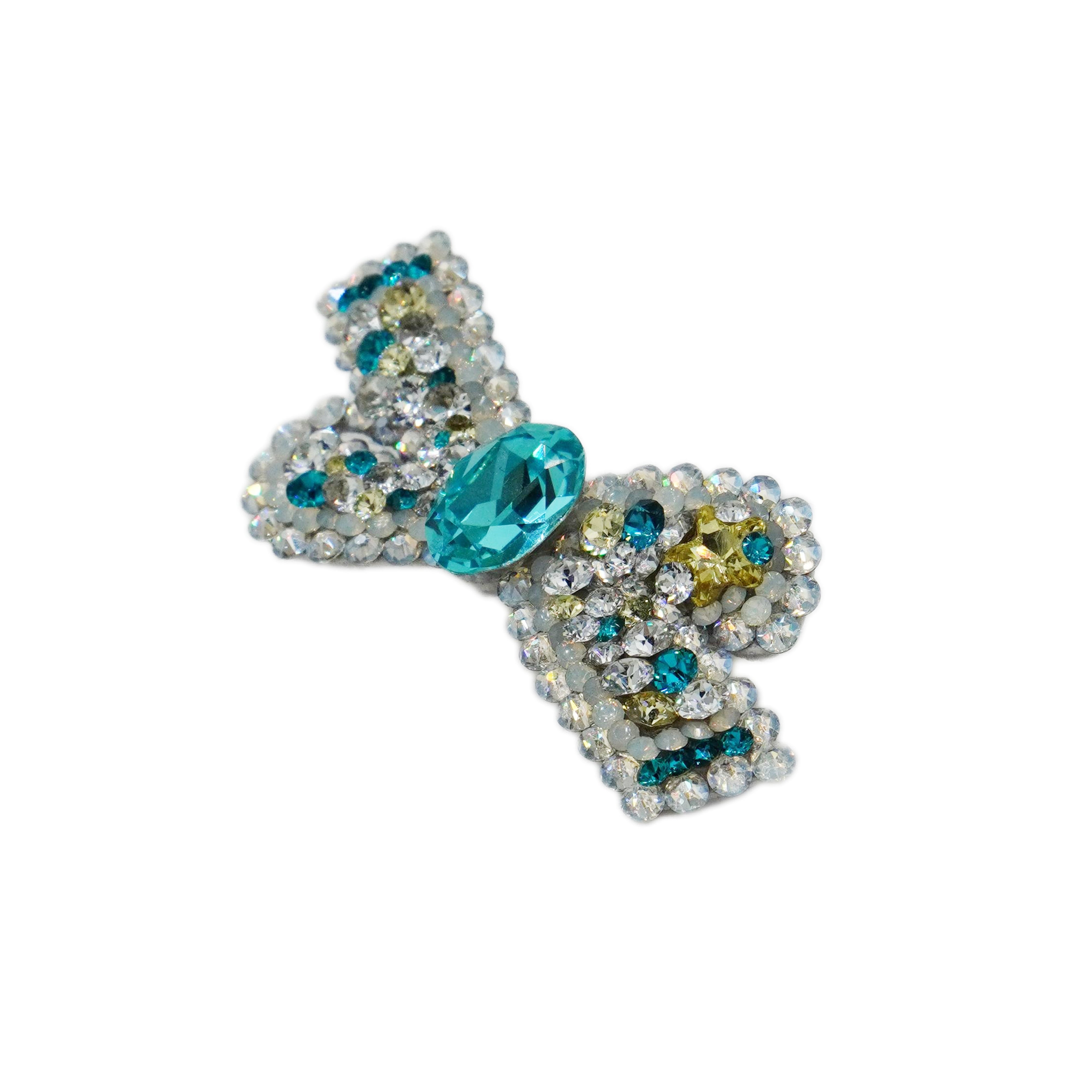 Lunapaw Structured Star Ribbon Bow Luxury Crystal Top Clip TP15