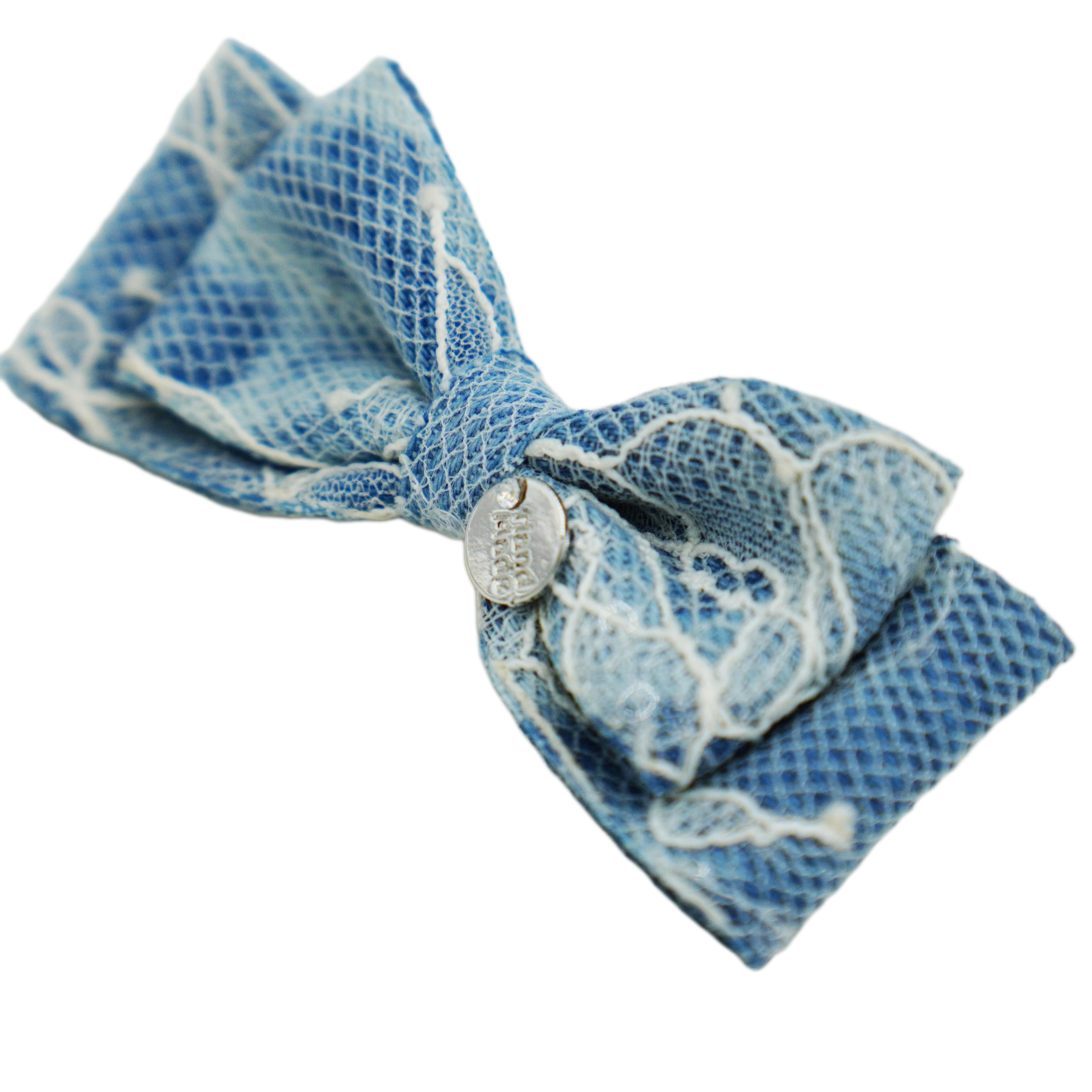 Lunapaw Sweet & Cool Denim Bow Fabric Top Clip TP2014