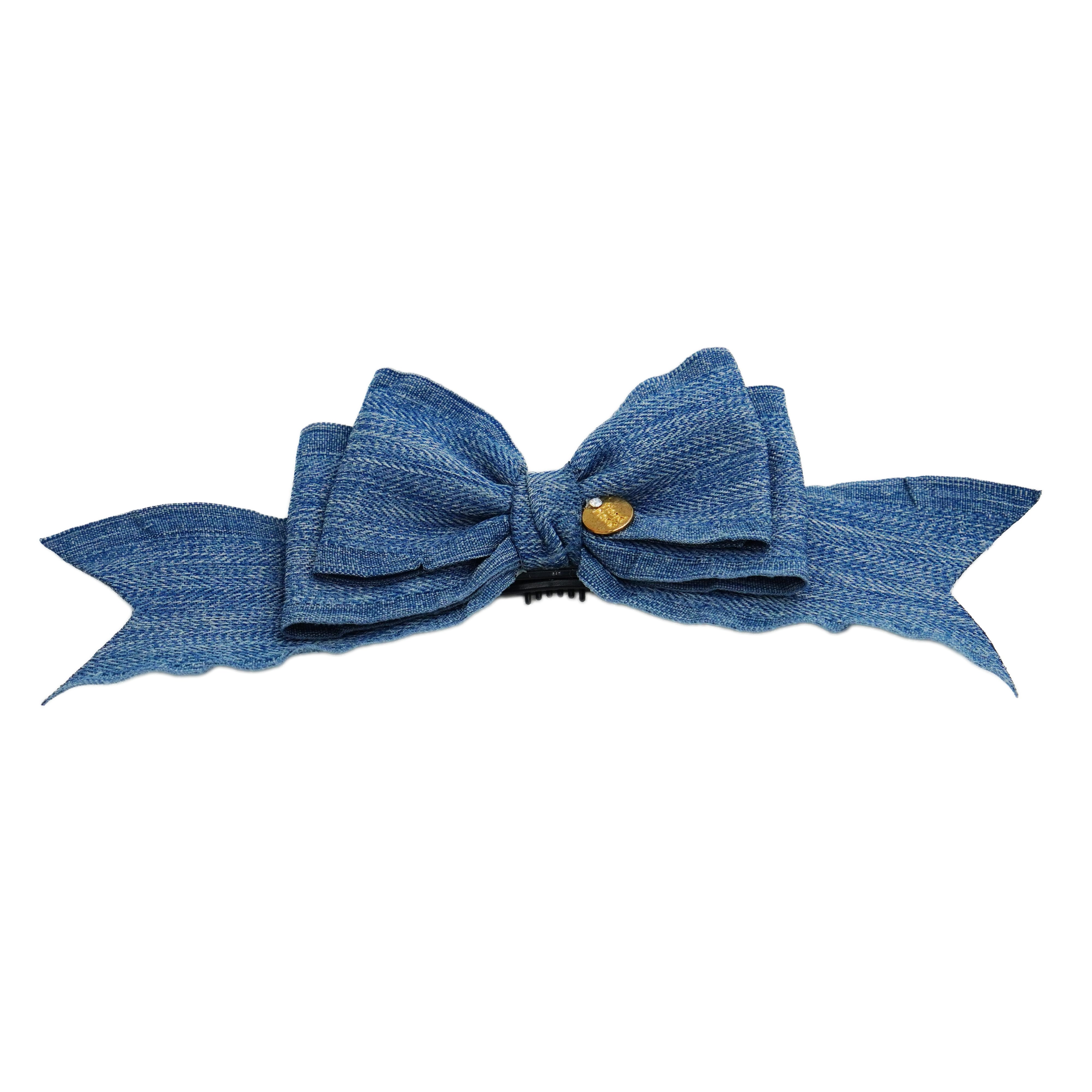 Lunapaw Sweet & Cool Denim Bow Fabric Top Clip TP2014
