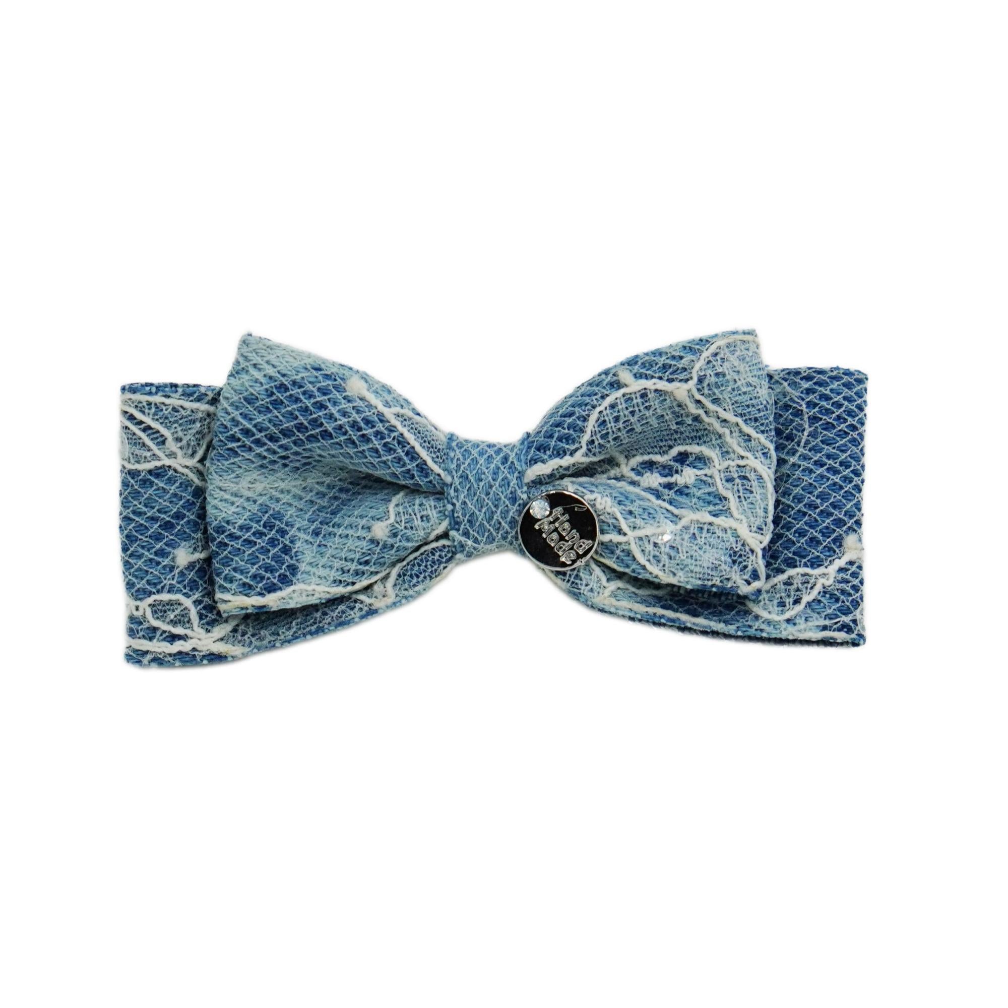 Lunapaw Sweet & Cool Denim Bow Fabric Top Clip TP2014