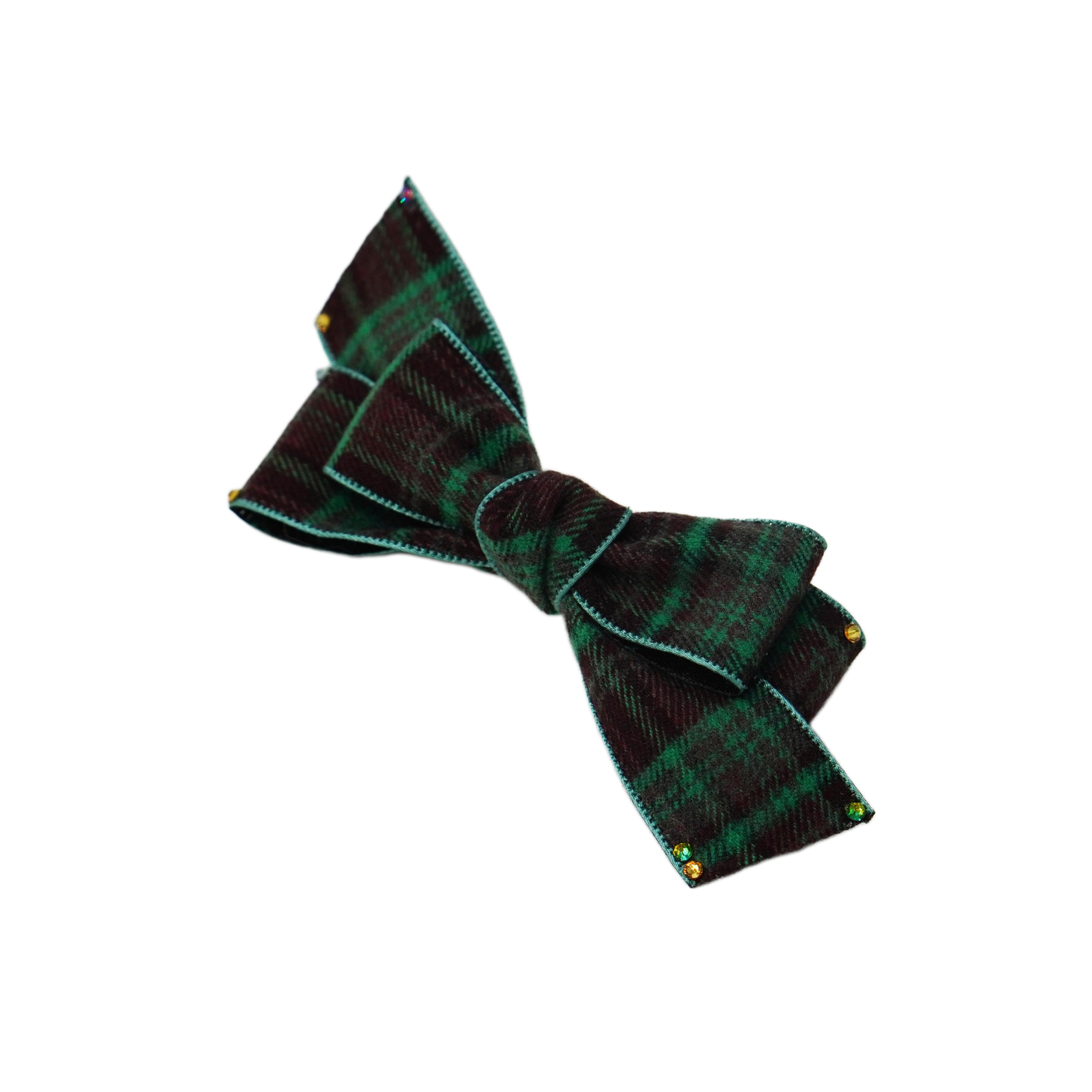 Lunapaw Tweed Plaid Ribbon-Tail Bow Fabric Top Clip TP2013