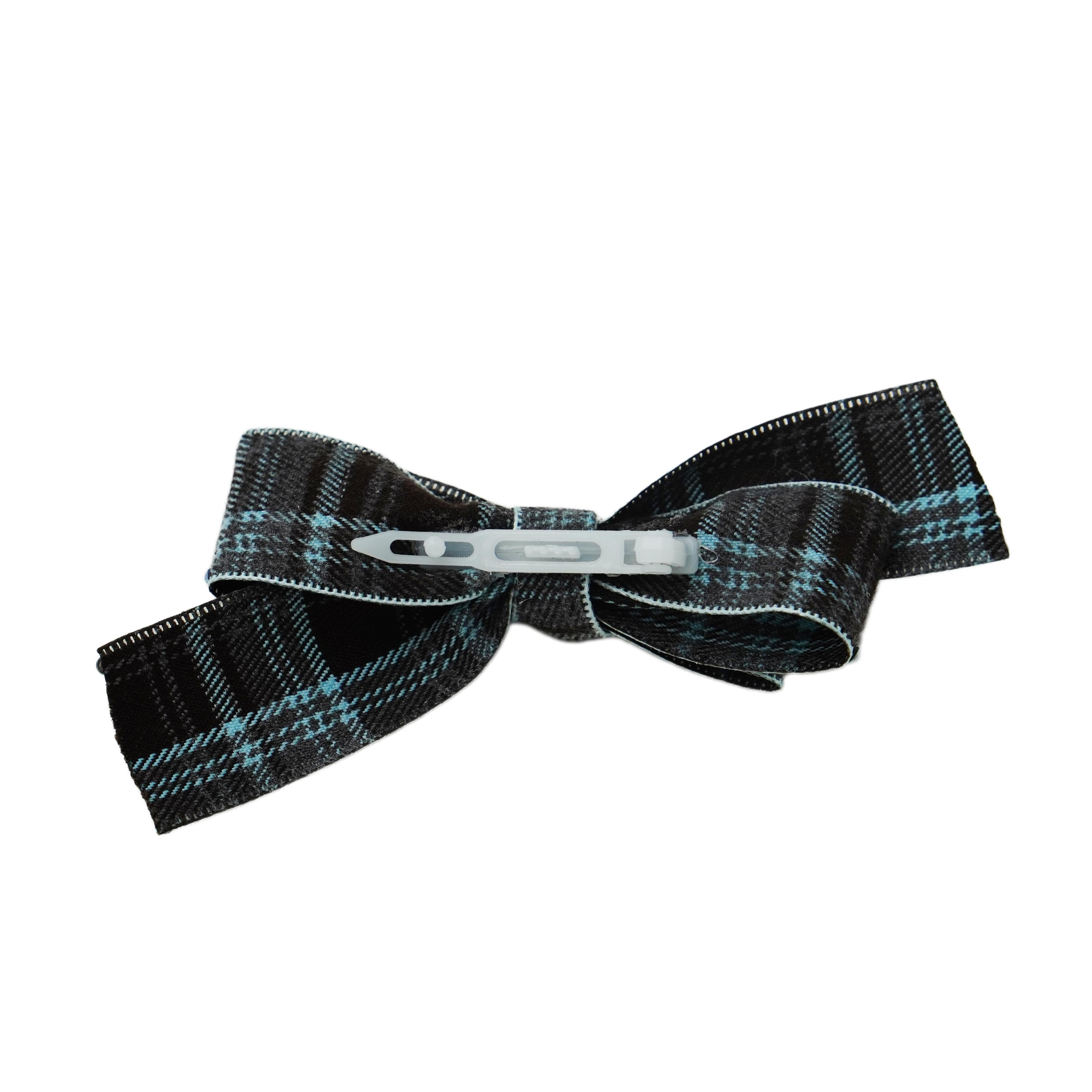 Lunapaw Tweed Plaid Ribbon-Tail Bow Fabric Top Clip TP2013