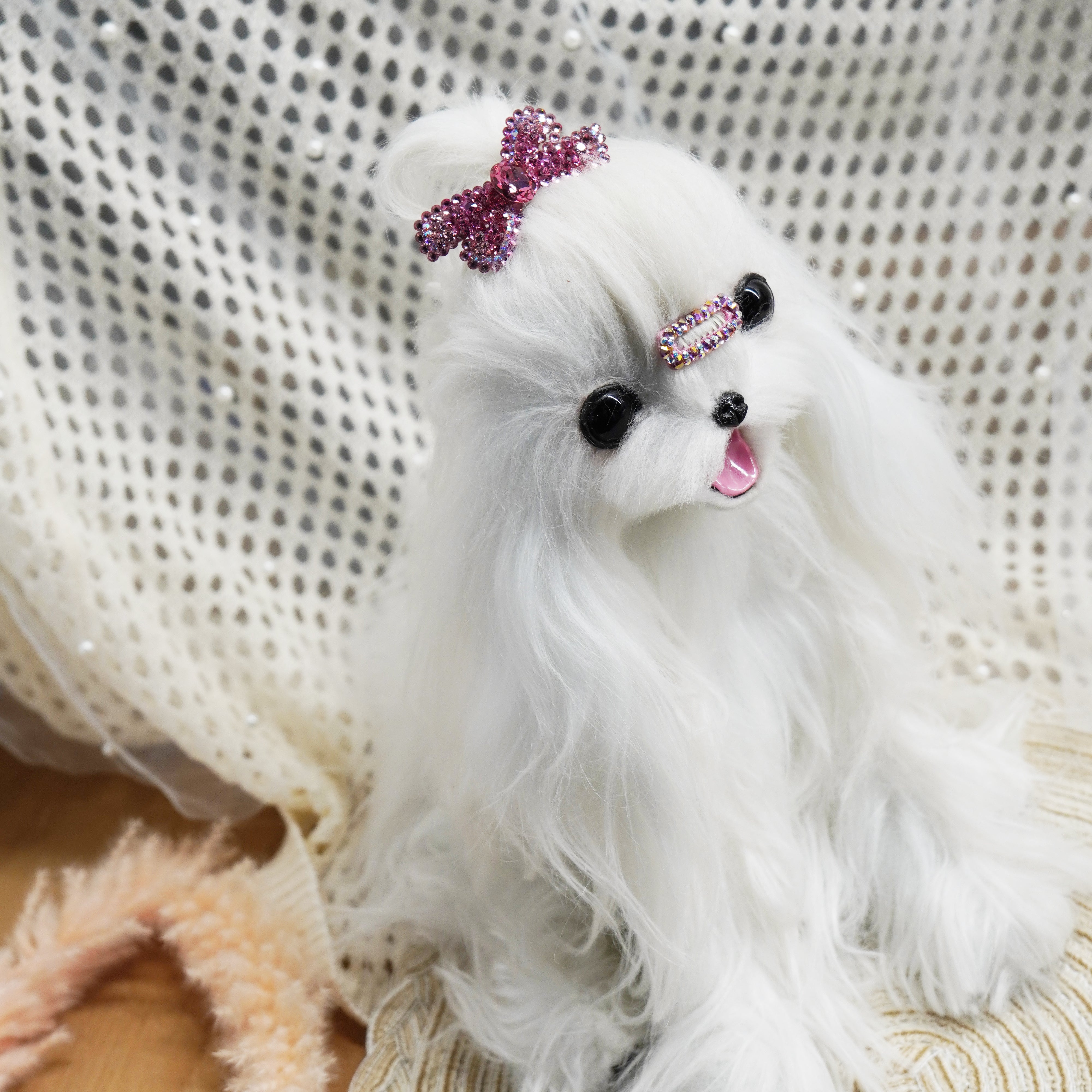 Lunapaw Structured Star Ribbon Bow Luxury Crystal Top Clip TP15