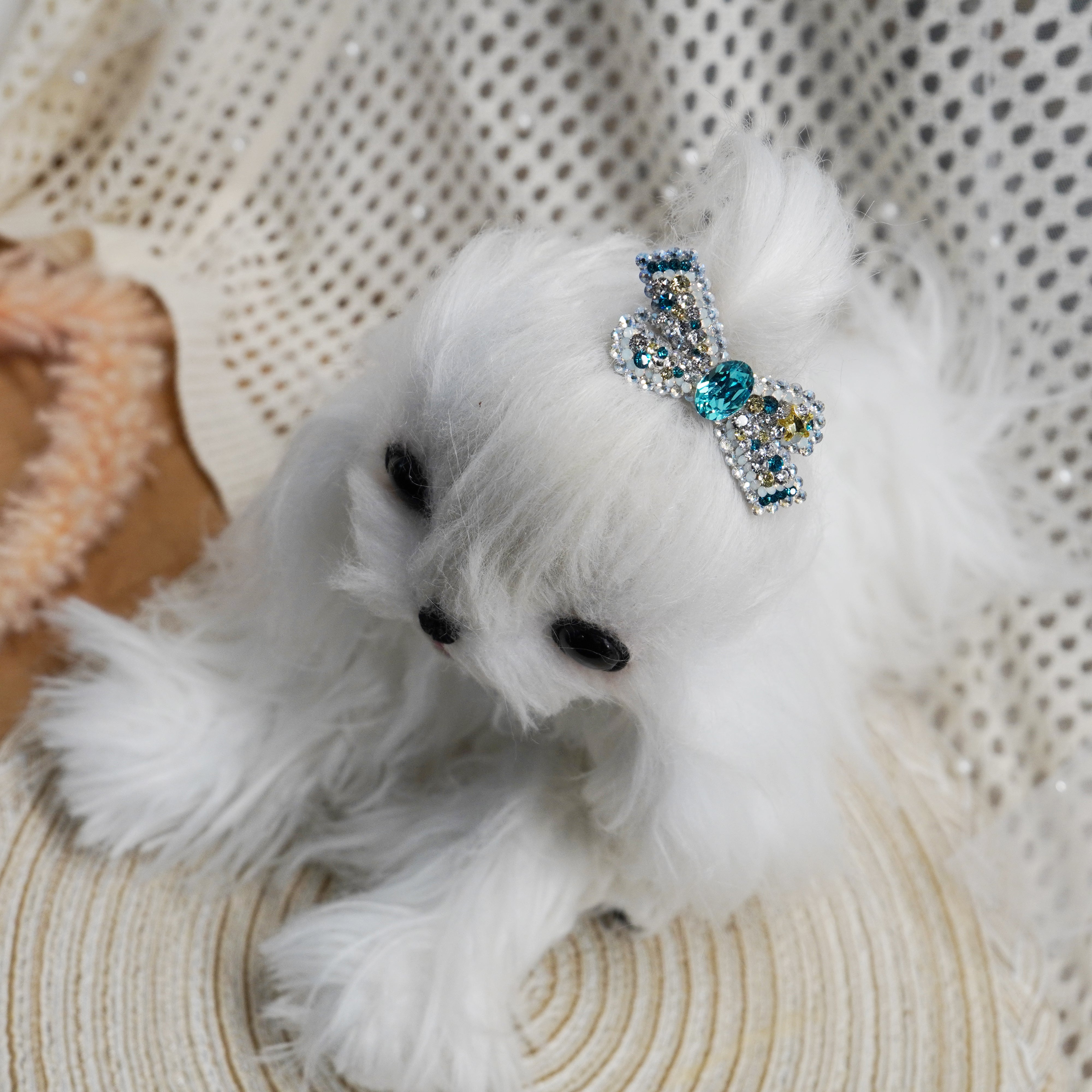 Lunapaw Structured Star Ribbon Bow Luxury Crystal Top Clip TP15