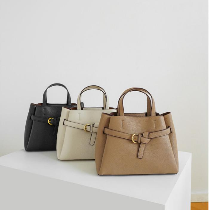 Lychee-Grain Belted Top Handle Bag CJ40