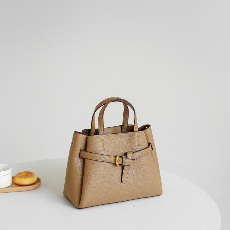 Lychee-Grain Belted Top Handle Bag CJ40