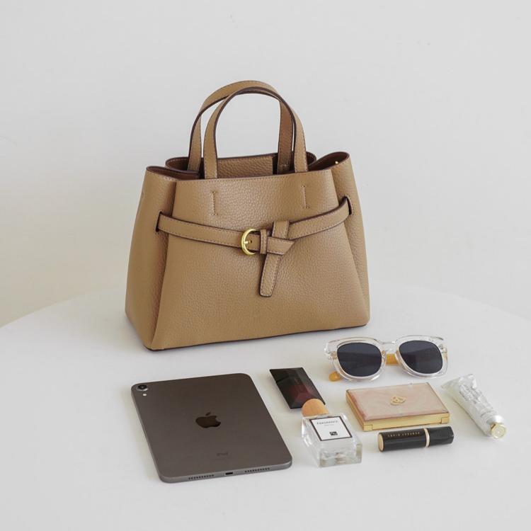 Lychee-Grain Belted Top Handle Bag CJ40