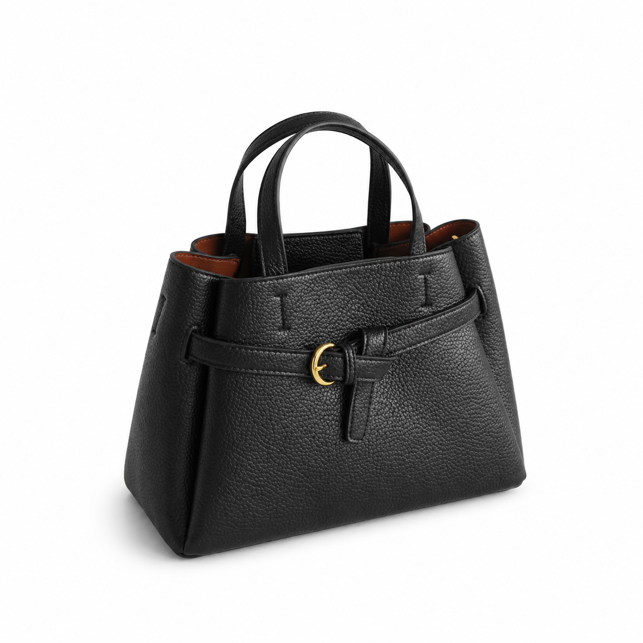Lychee-Grain Belted Top Handle Bag CJ40