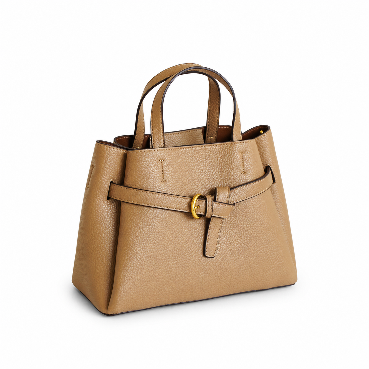 Lychee-Grain Belted Top Handle Bag CJ40