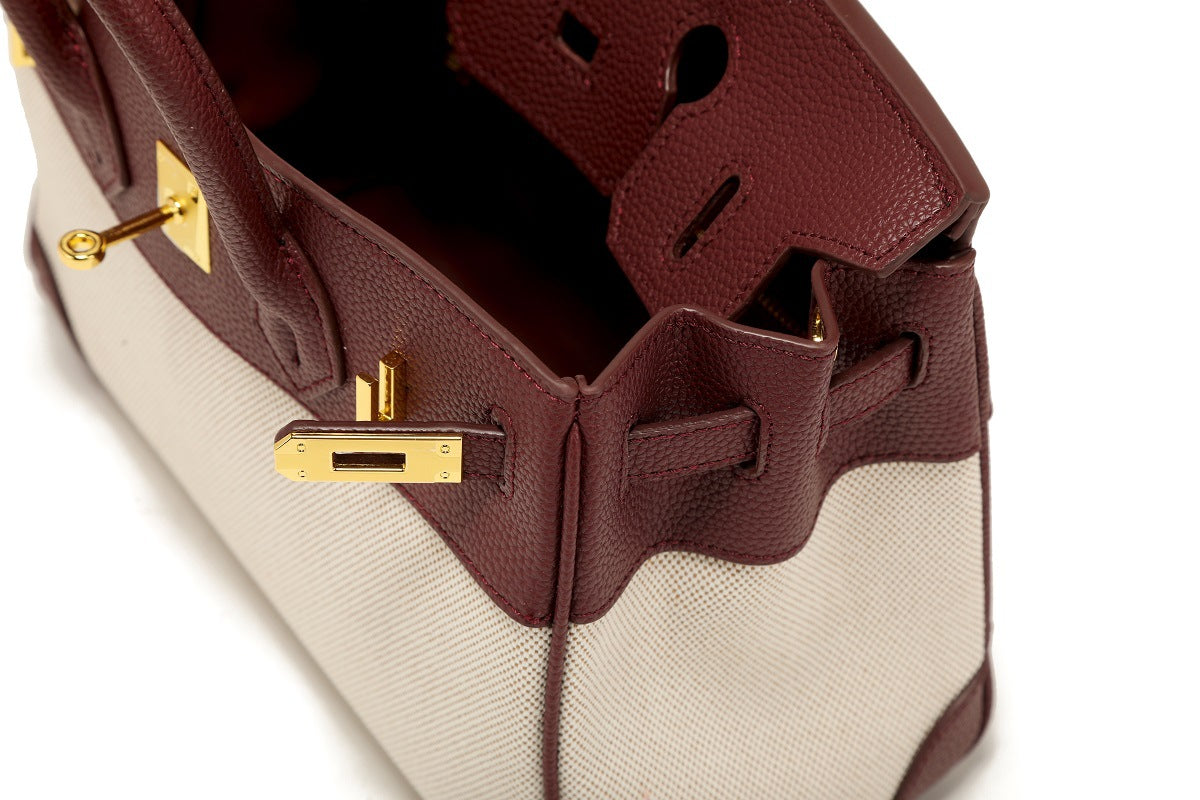Margaux Canvas-Panel Top Handle Bag TW25