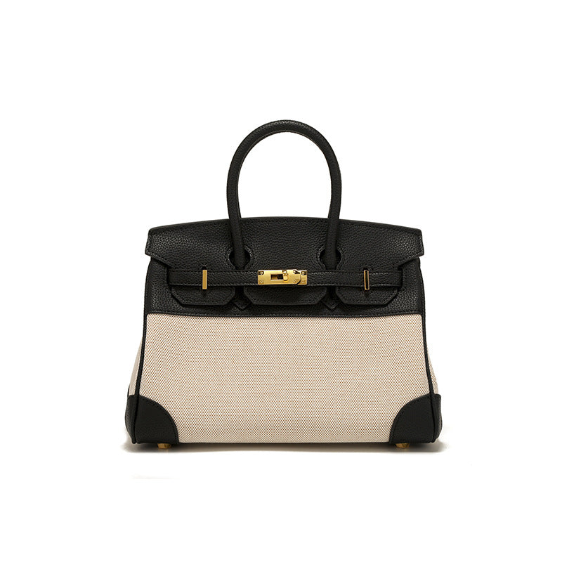 Margaux Canvas-Panel Top Handle Bag TW25