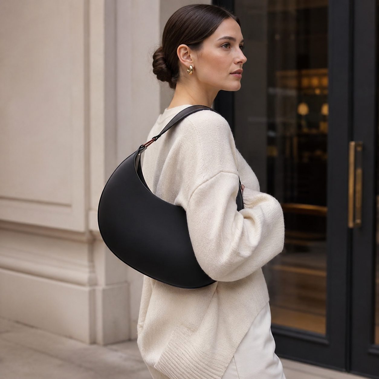 Marielle Sculpted Crescent Shoulder Bag CR68