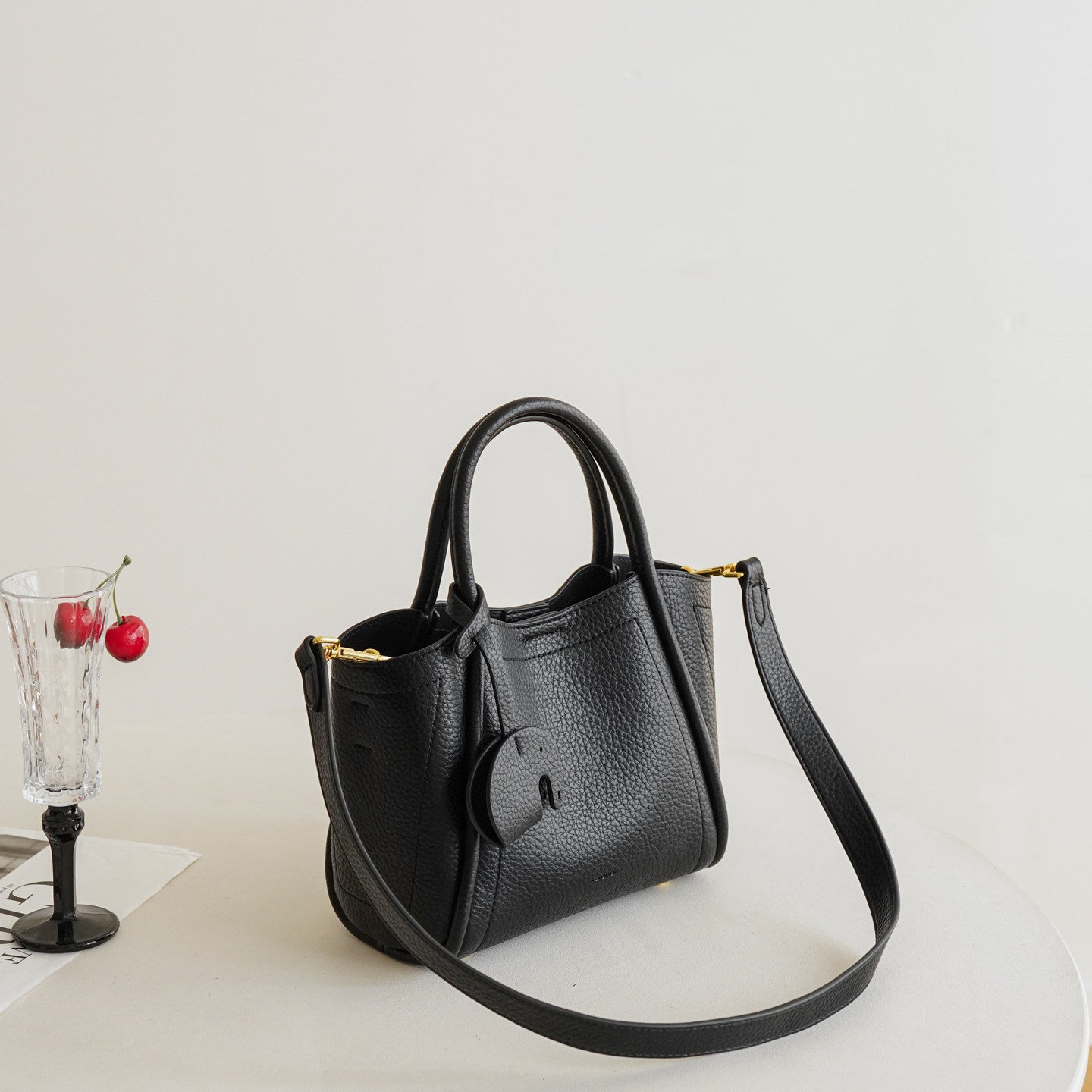 Mini Bucket Tote in Pebbled Vegan Leather DW50