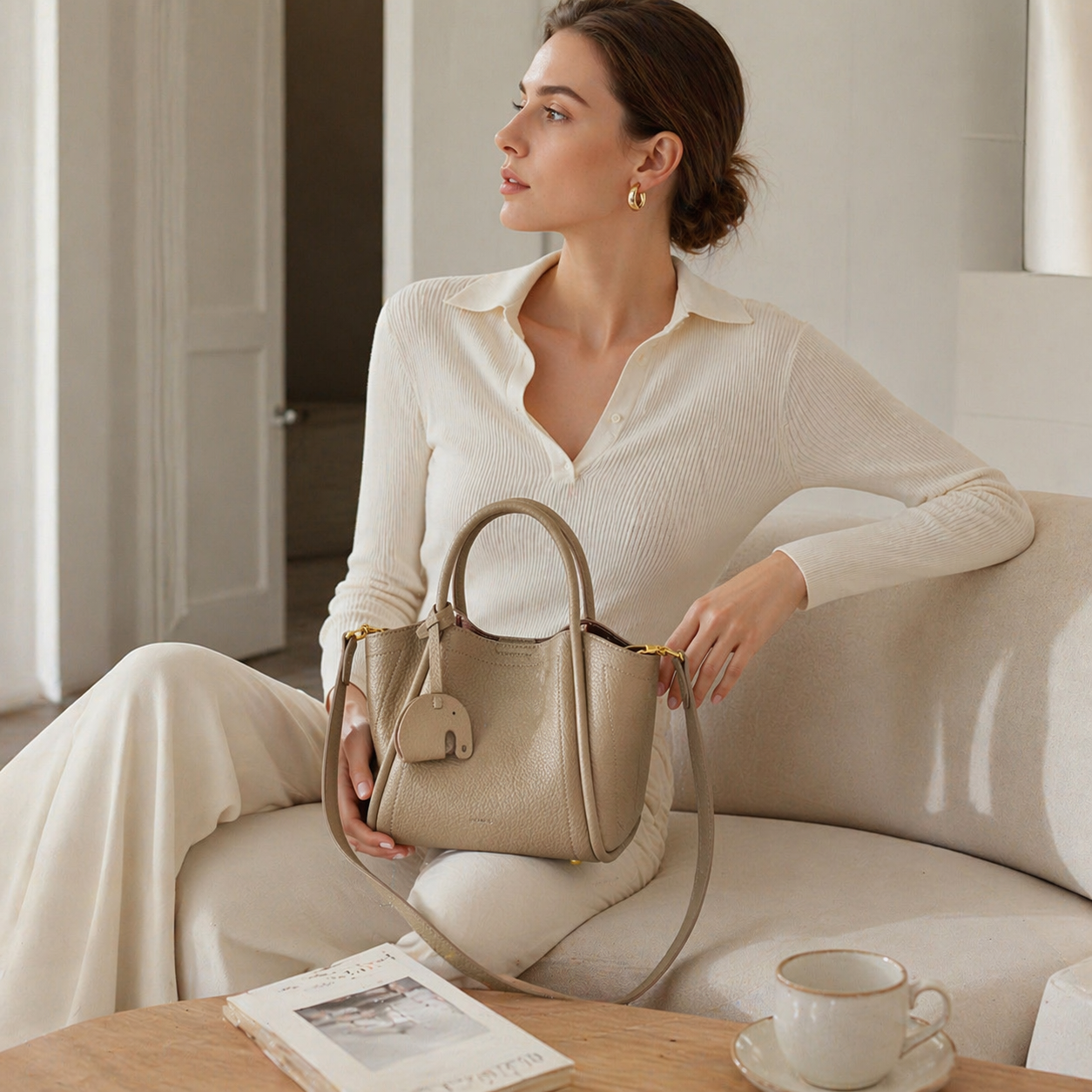 Mini Bucket Tote in Pebbled Vegan Leather DW50