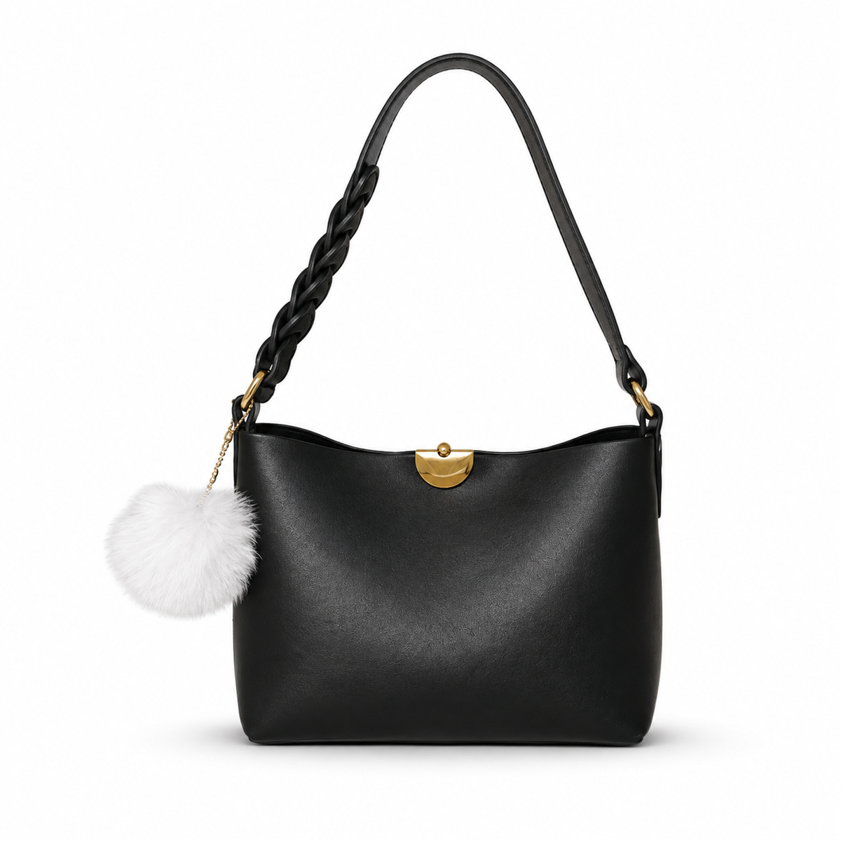 Noëlle Braided-Strap Vegan Leather Shoulder Bag NO26