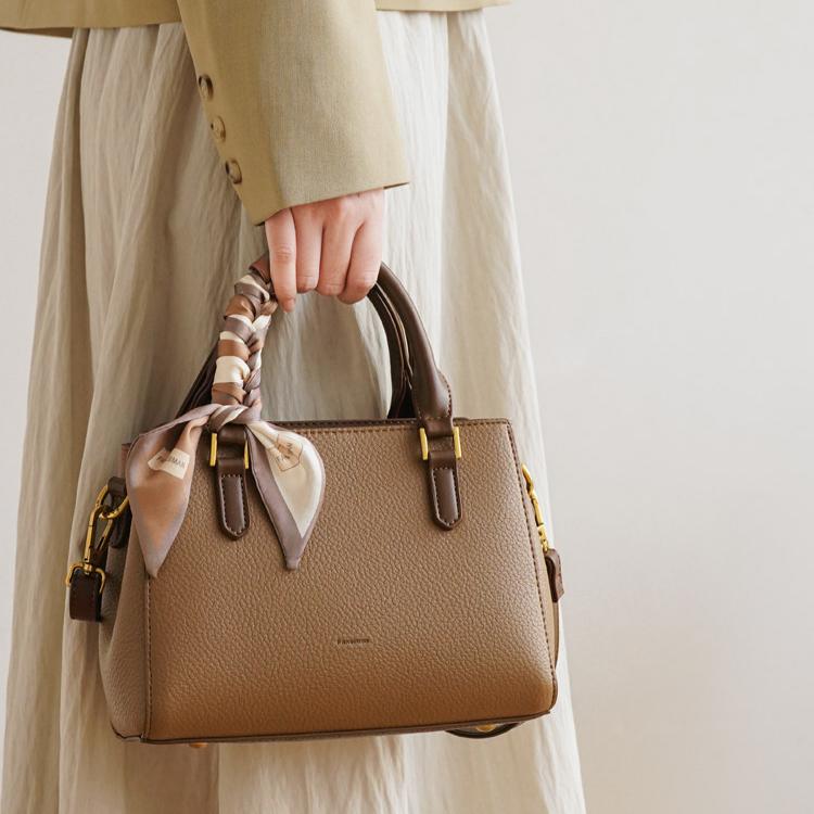 Celeste Pebbled Leather Mini Boston Bag with Adjustable Strap CJ351