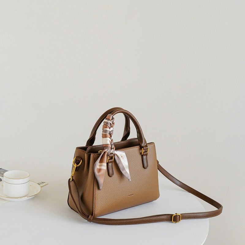 Celeste Pebbled Leather Mini Boston Bag with Adjustable Strap CJ351