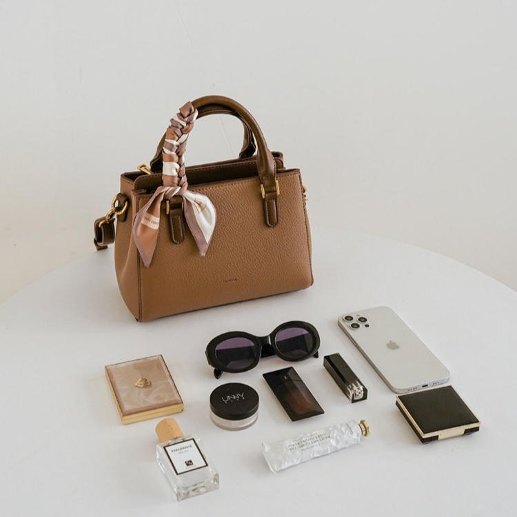 Celeste Pebbled Leather Mini Boston Bag with Adjustable Strap CJ351
